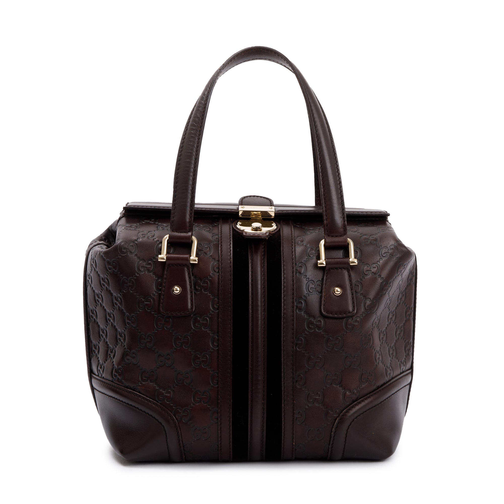 Gucci Brown GG Signature Leather Treasure Boston Bag