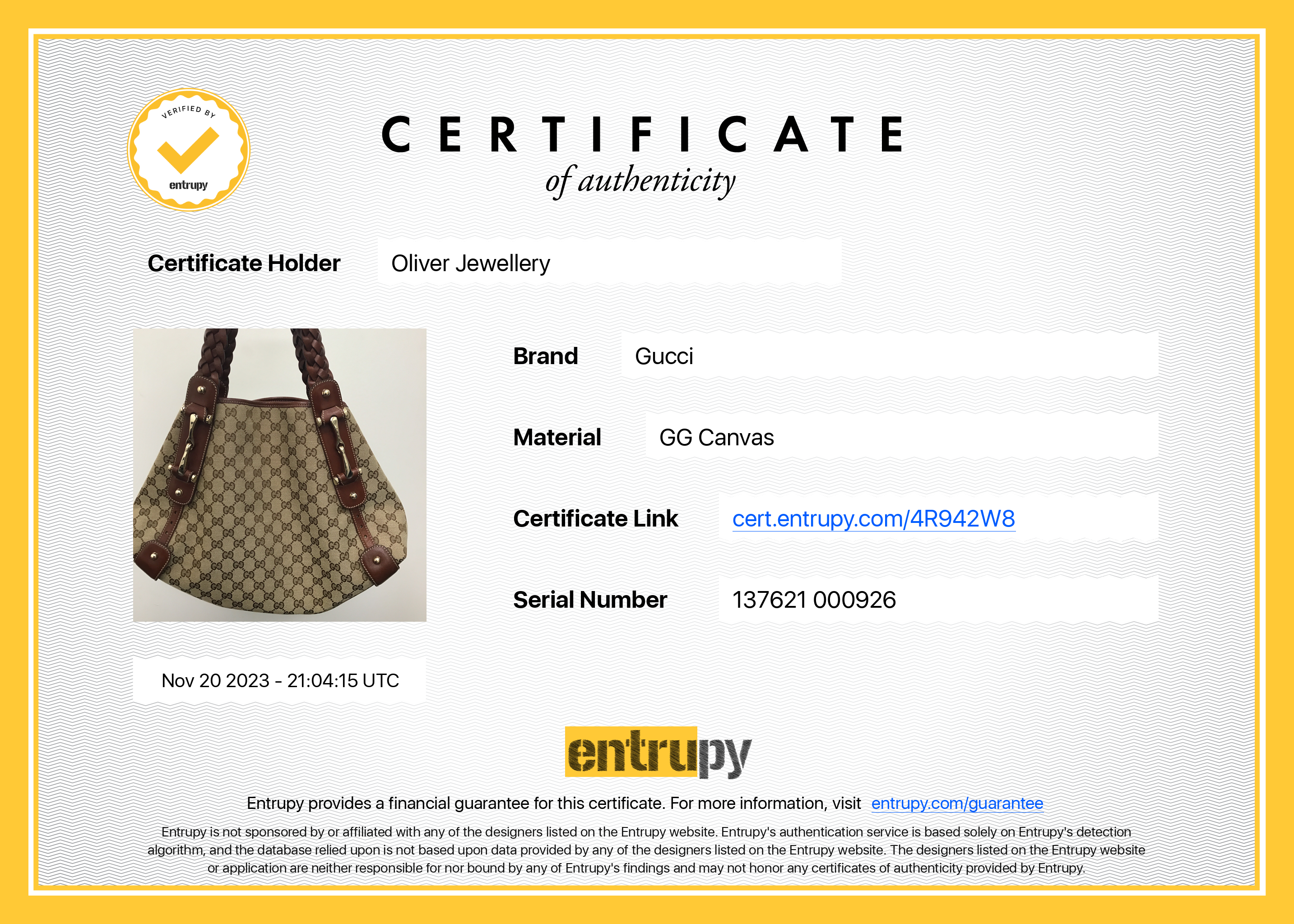 Gucci Brown Leather GG Canvas Medium Pelham Shoulder Bag