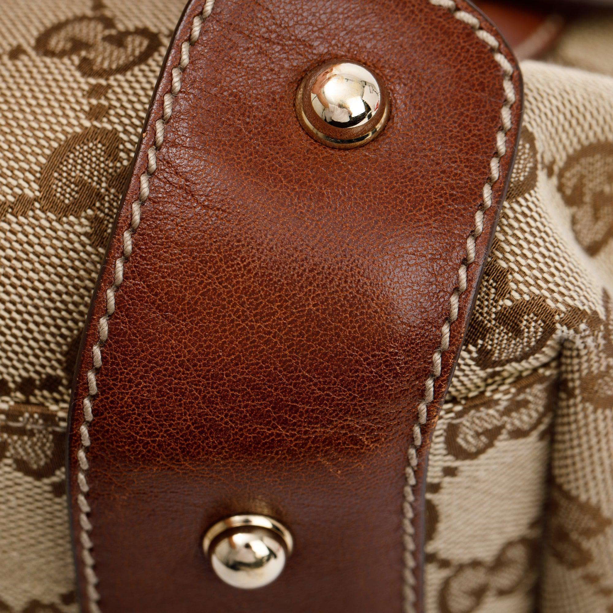 Gucci Brown Leather GG Canvas Medium Pelham Shoulder Bag