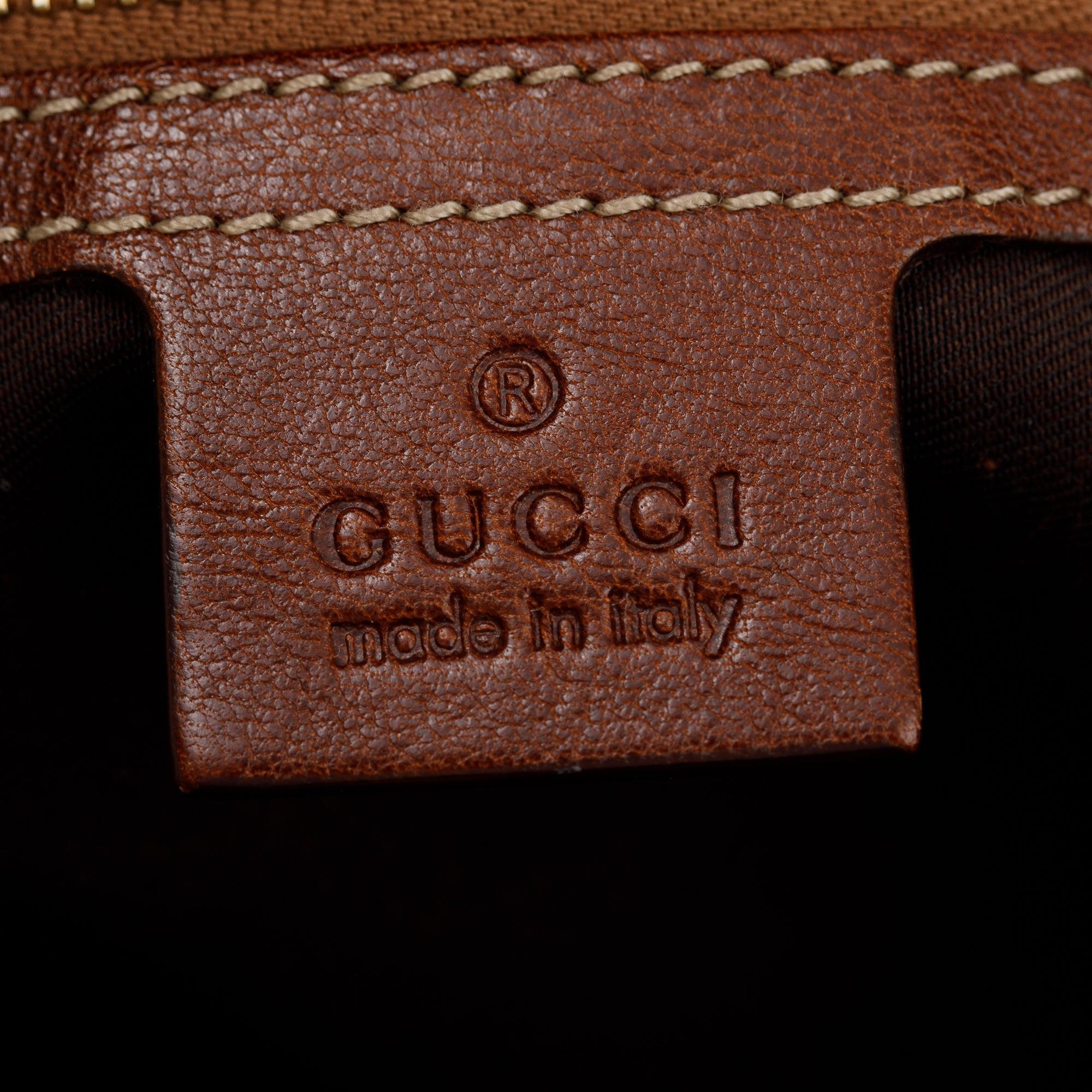 Gucci Brown Leather GG Canvas Medium Pelham Shoulder Bag