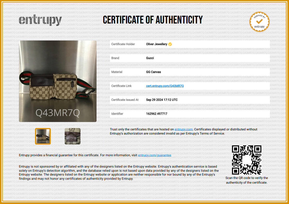 Gucci Brown Leather GG Canvas Web Double Pocket Small Belt Bag