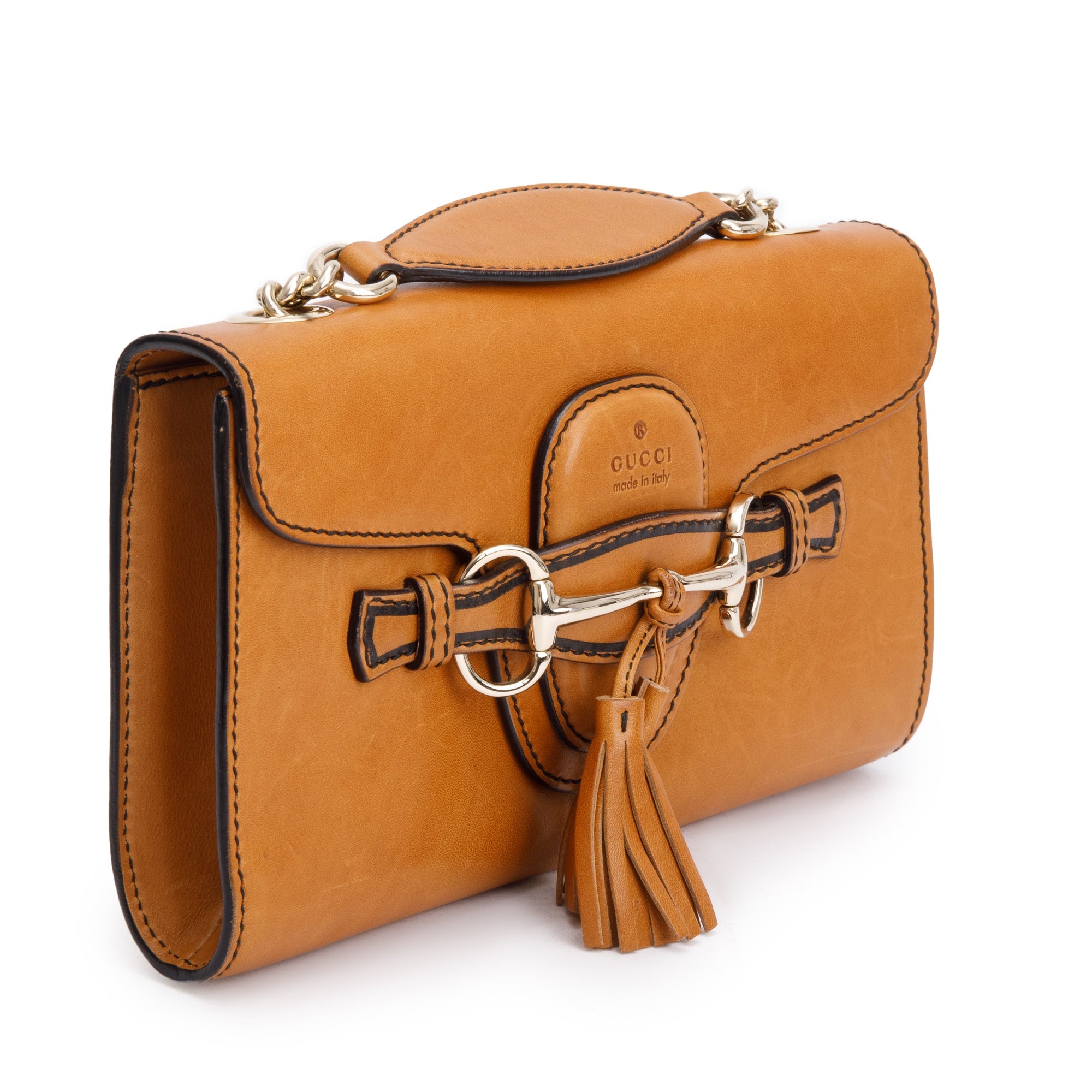 Gucci Brown Leather Small Emily Chain Shoulder Bag