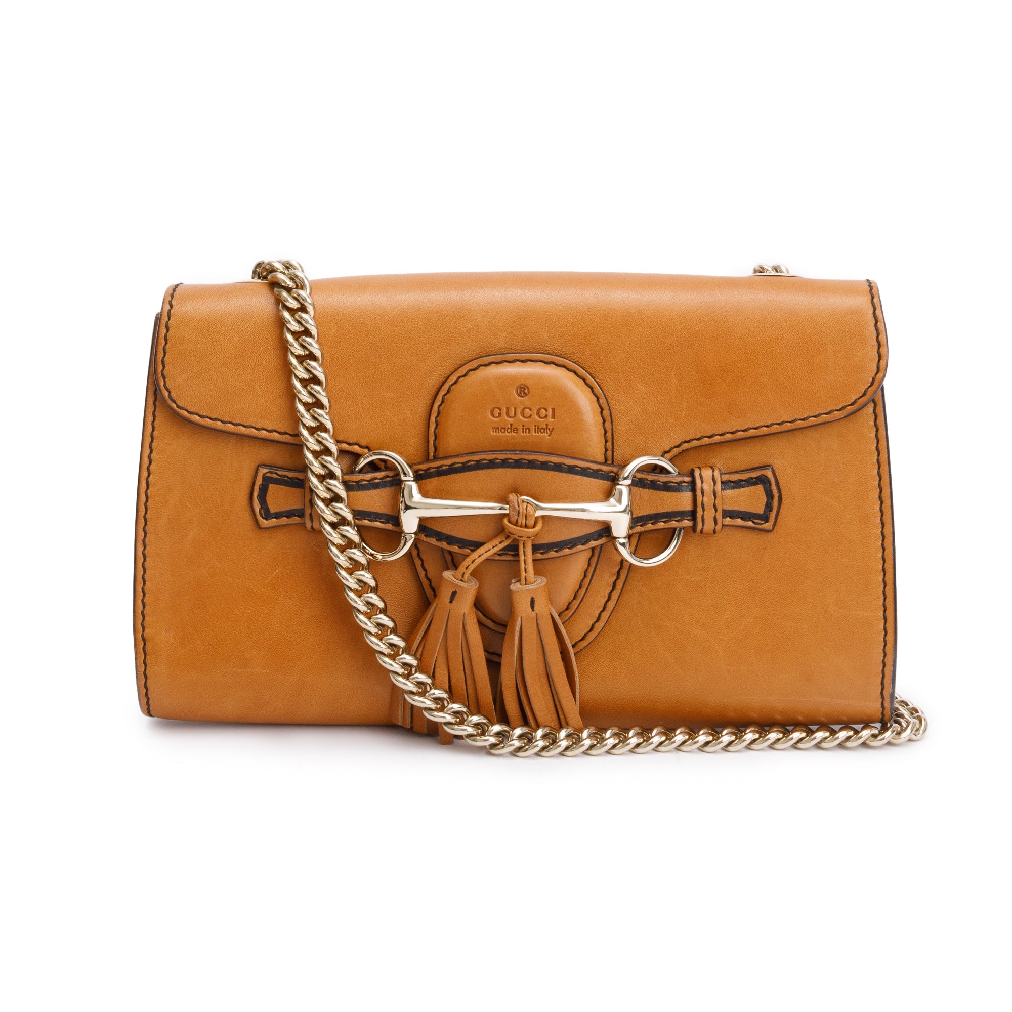 Gucci Brown Leather Small Emily Chain Shoulder Bag