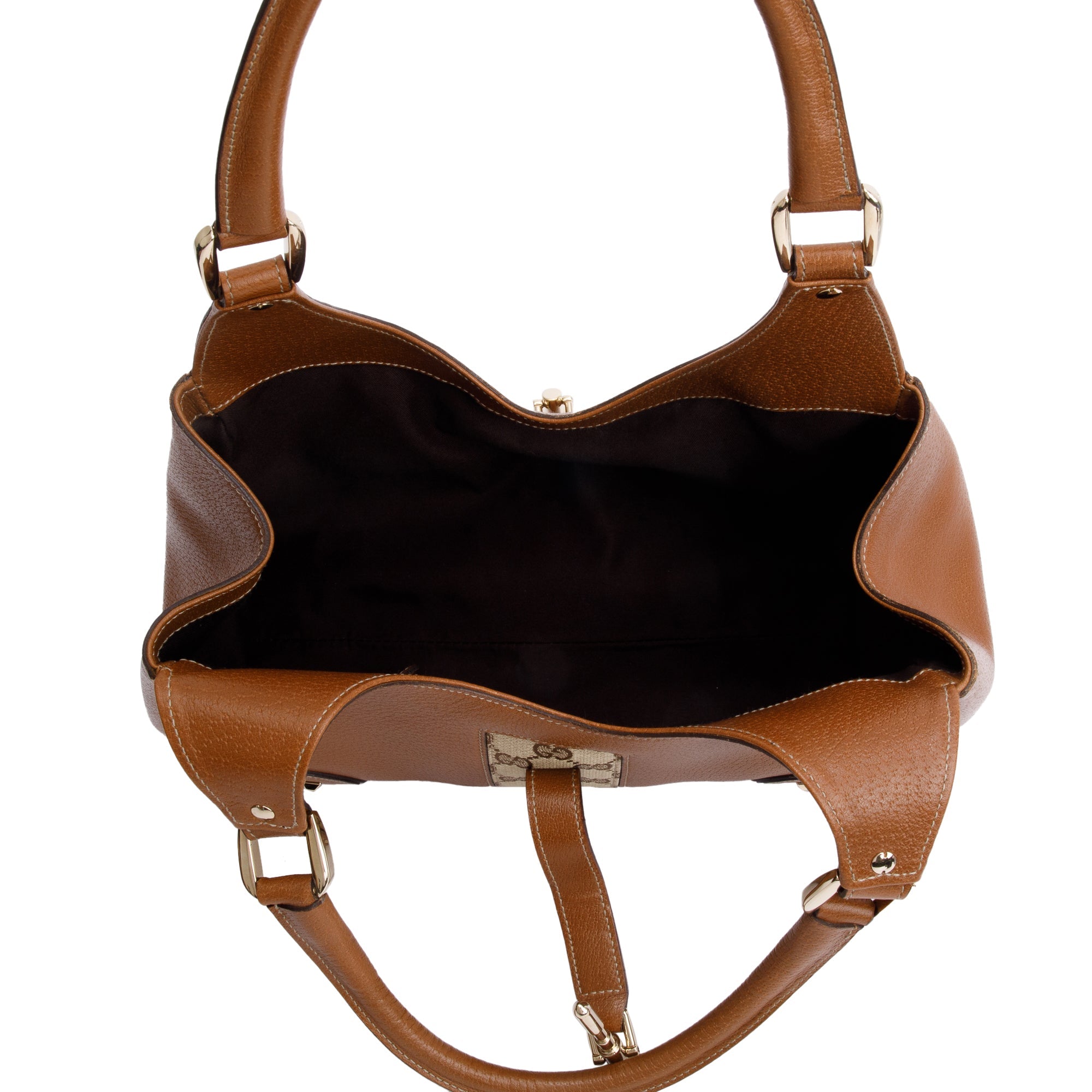 Gucci Brown Leather Small Nailhead Jackie Bardot Bag