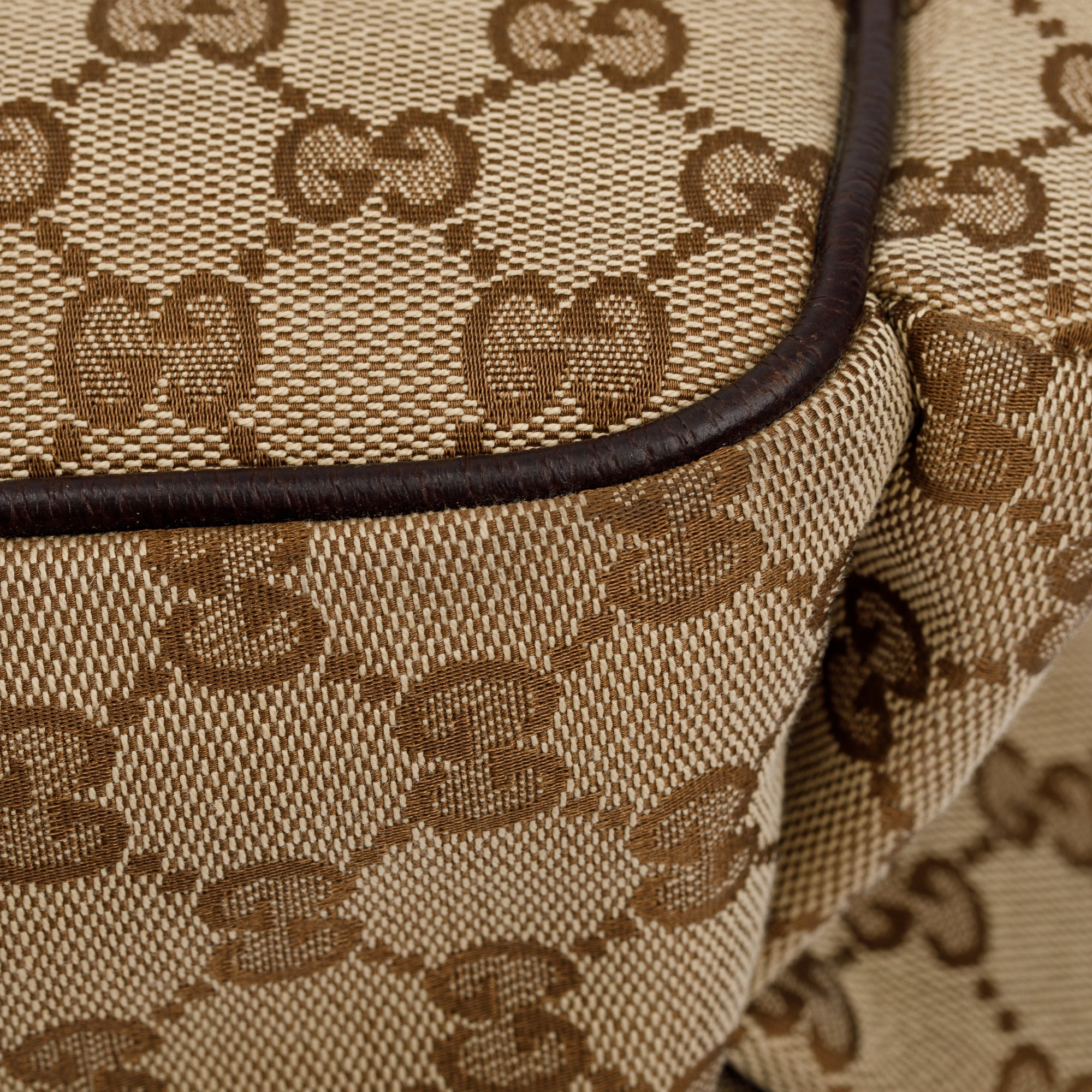 Gucci Brown Leather Trim GG Canvas Diaper Bag