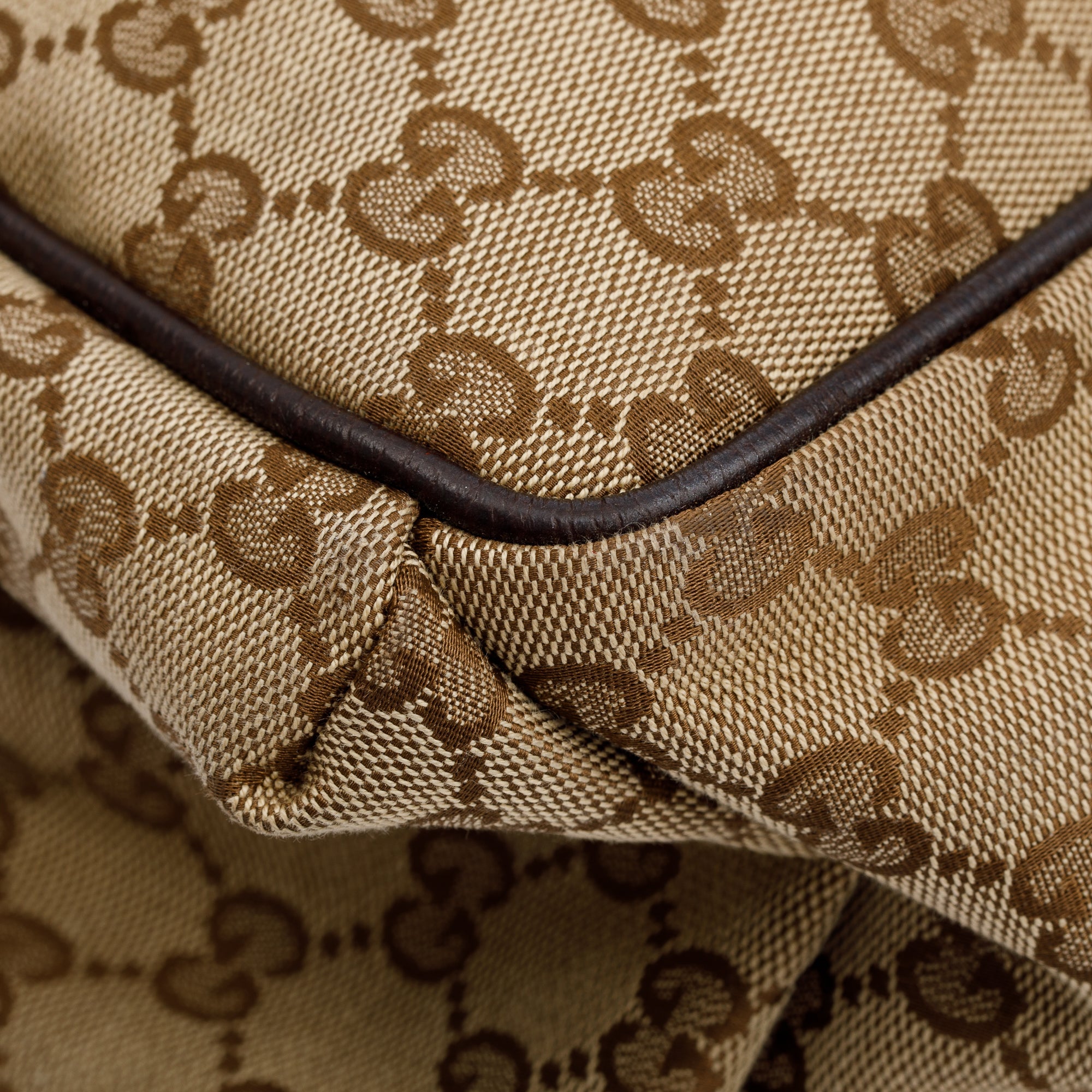 Gucci Brown Leather Trim GG Canvas Diaper Bag