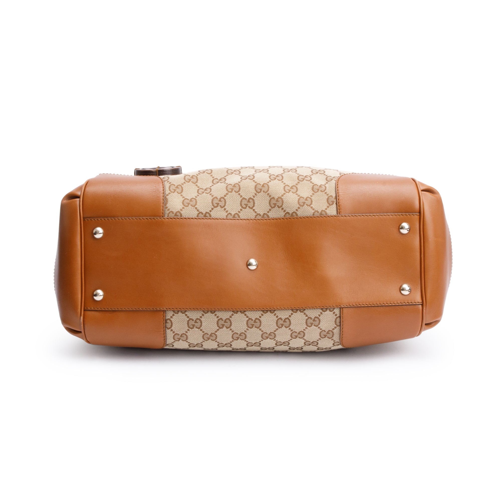 Gucci Brown Leather Trim GG Canvas Medium Brick Lane Tote