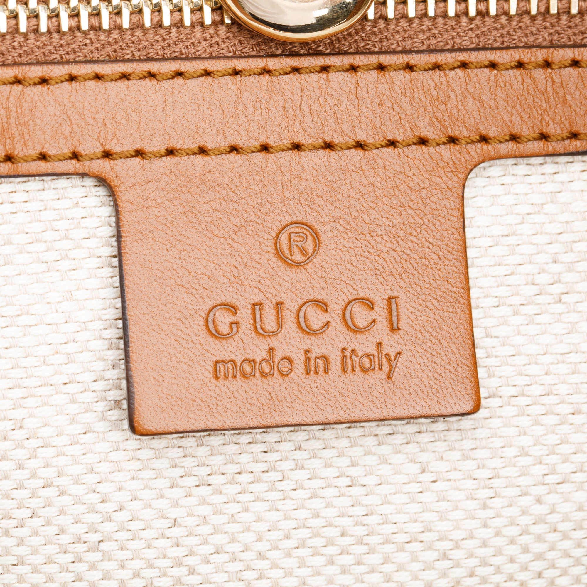 Gucci Brown Leather Trim GG Canvas Medium Brick Lane Tote