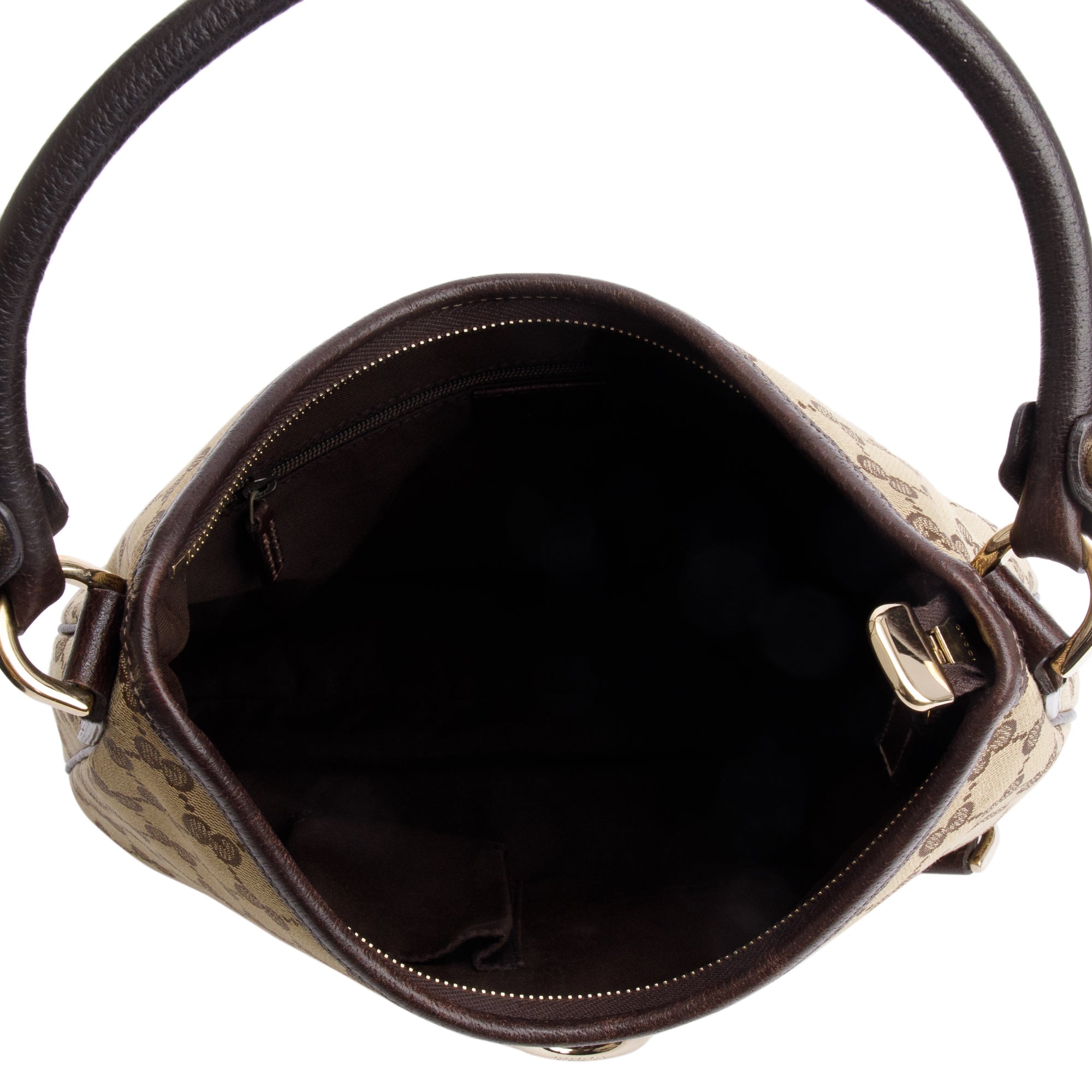 Gucci Brown Leather Trim GG Canvas Small Abbey Hobo