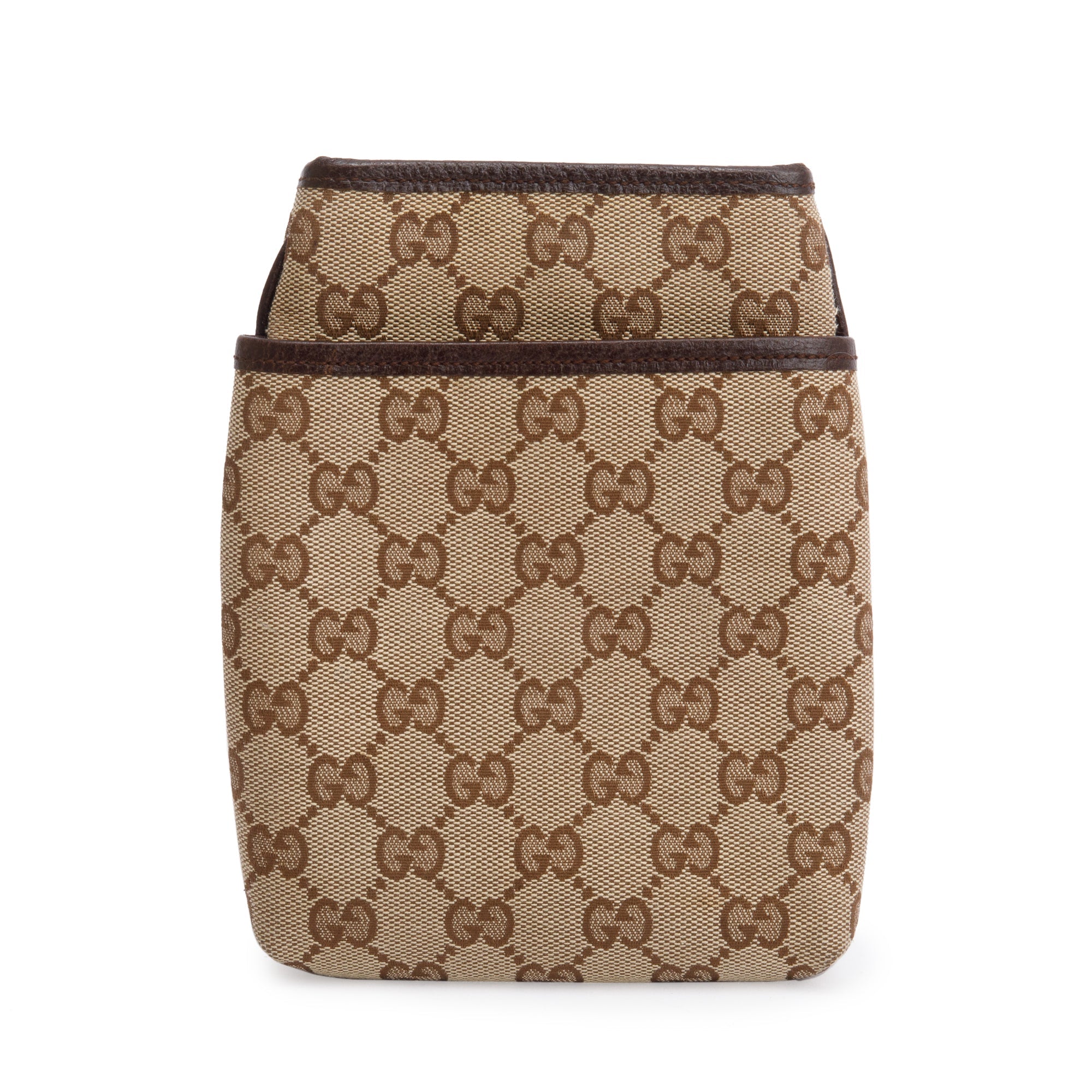 Gucci Brown Leather Trim GG Canvas Web Sherry Line Mini Shoulder Bag