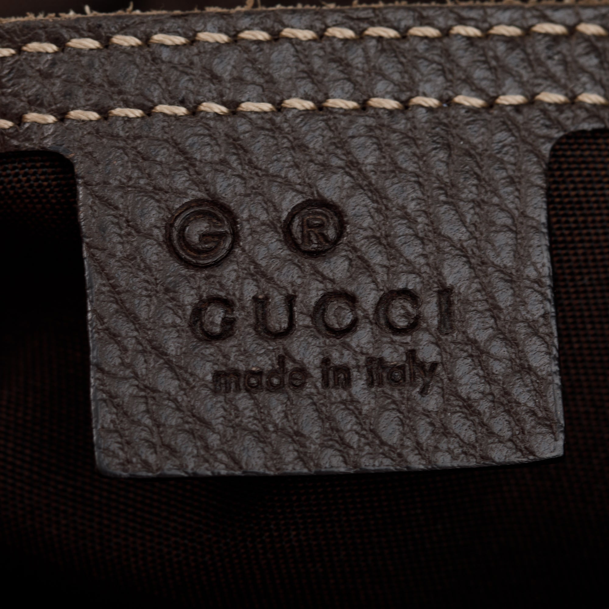 Gucci Brown Leather Trim GG Crystal Abbey Hobo