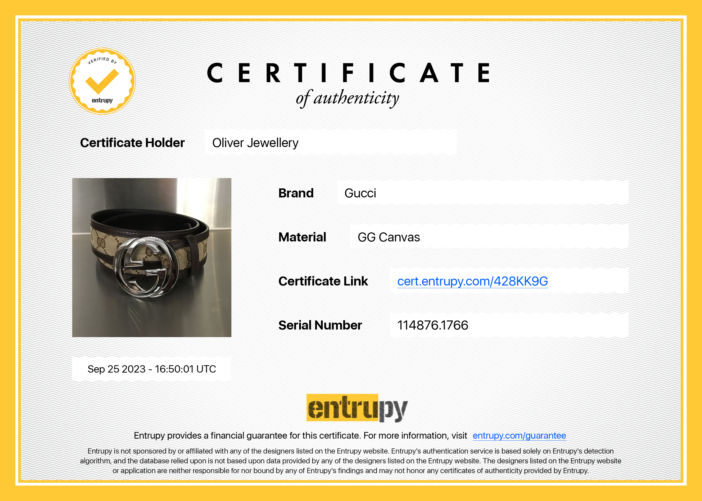 Gucci Brown Leather Trimmed GG Canvas Belt with Interlocking G Buckle, Size 90 36