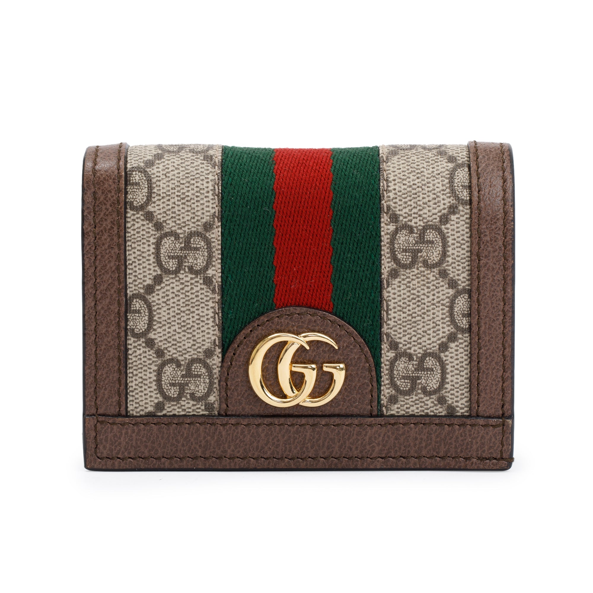Gucci Brown Ophidia GG Supreme Canvas Card Case Wallet w/ Box