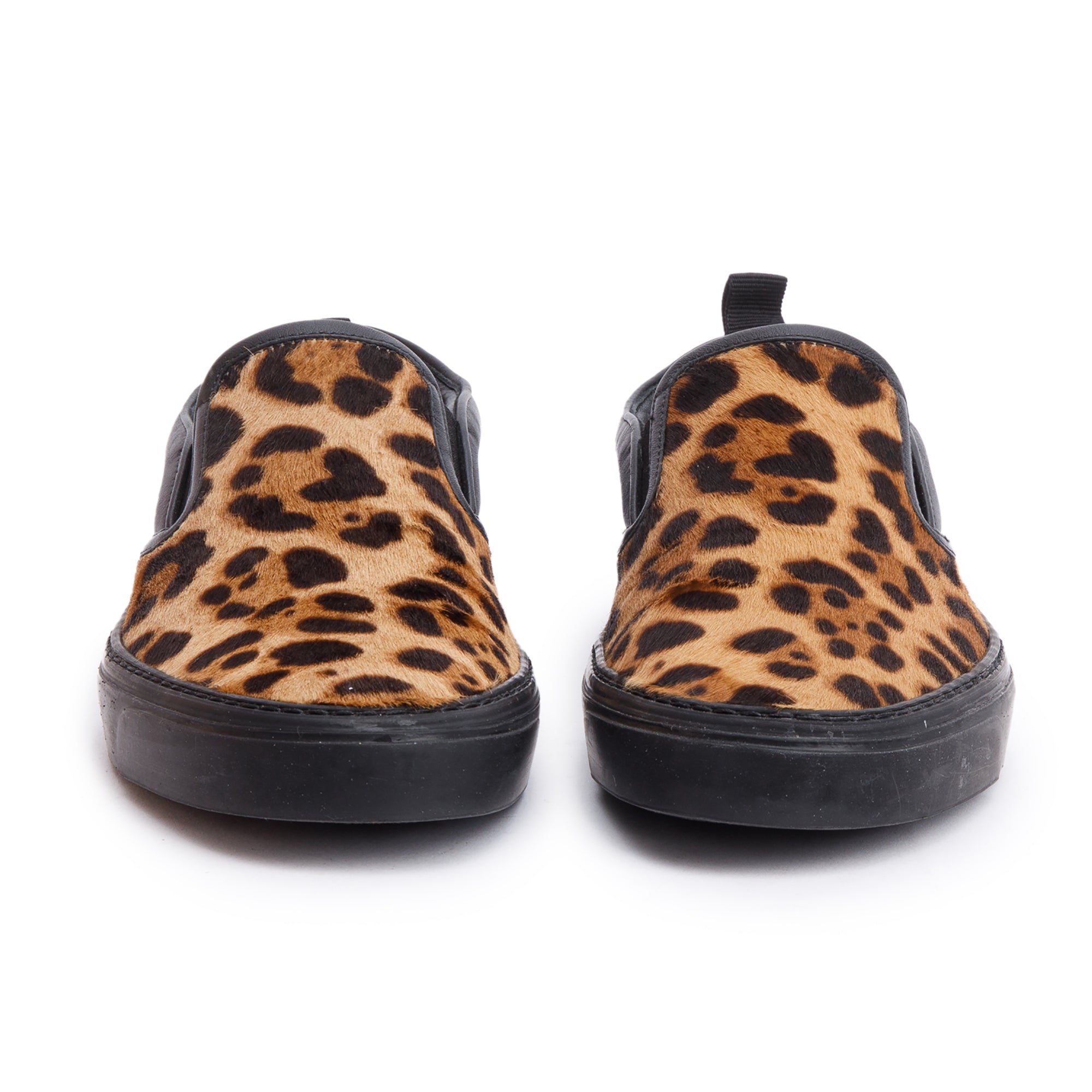 Gucci Brown Pony Hair Leopard Print Slip On Shoes, Size 5.5 w/ Box