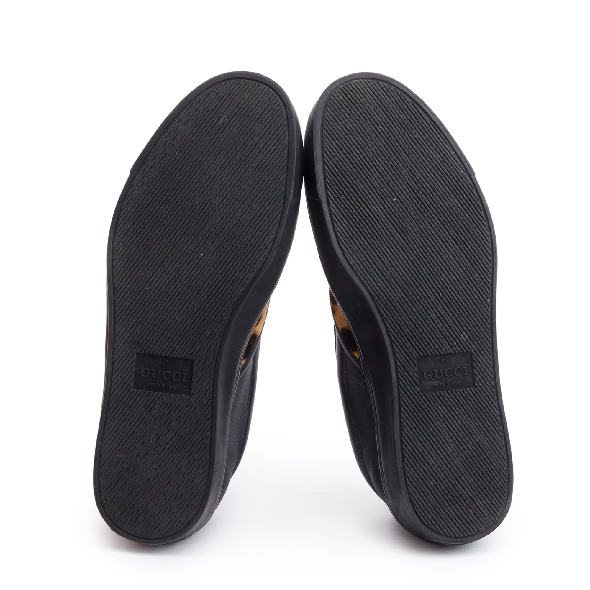 Gucci Brown Pony Hair Leopard Print Slip On Shoes, Size 5.5 w/ Box