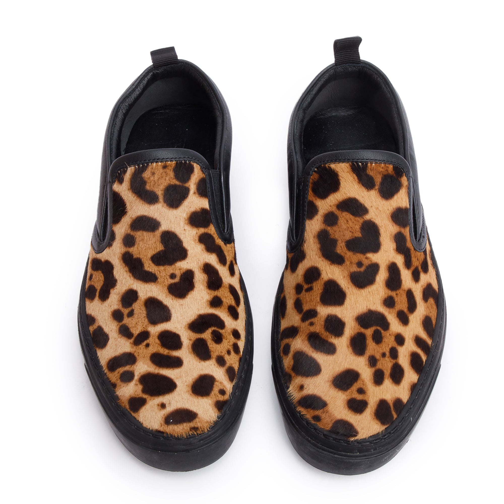 Gucci Brown Pony Hair Leopard Print Slip On Shoes, Size 5.5 w/ Box