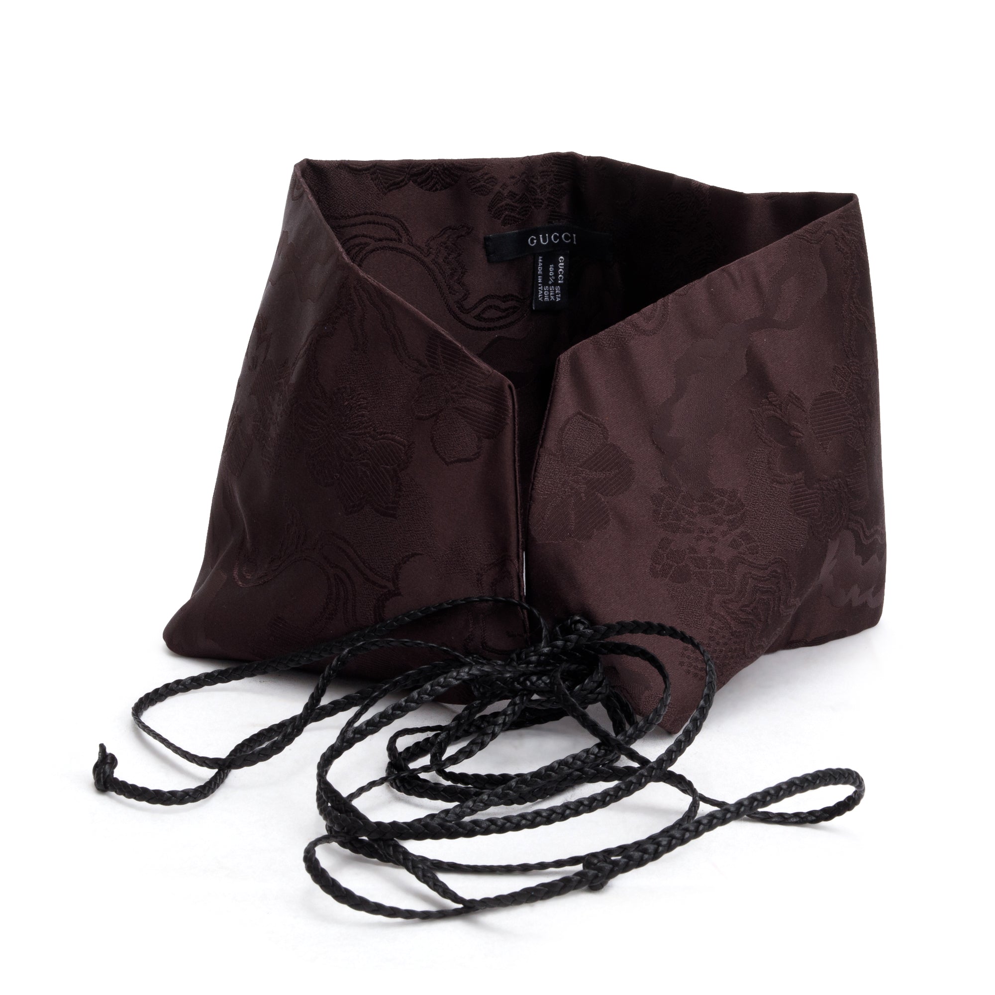 Gucci Brown Printed Silk Obi Belt