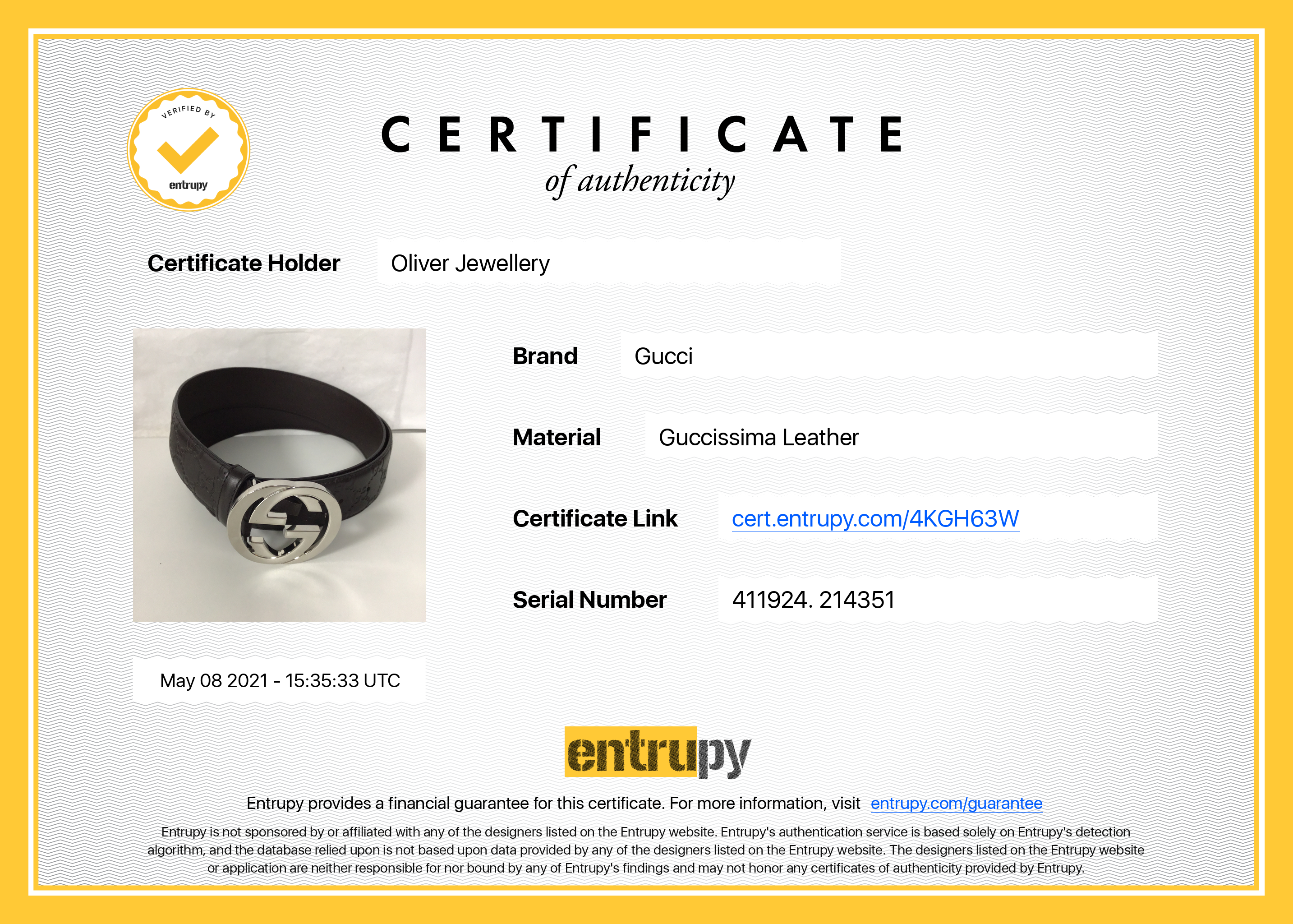 Gucci Brown Signature Leather Belt