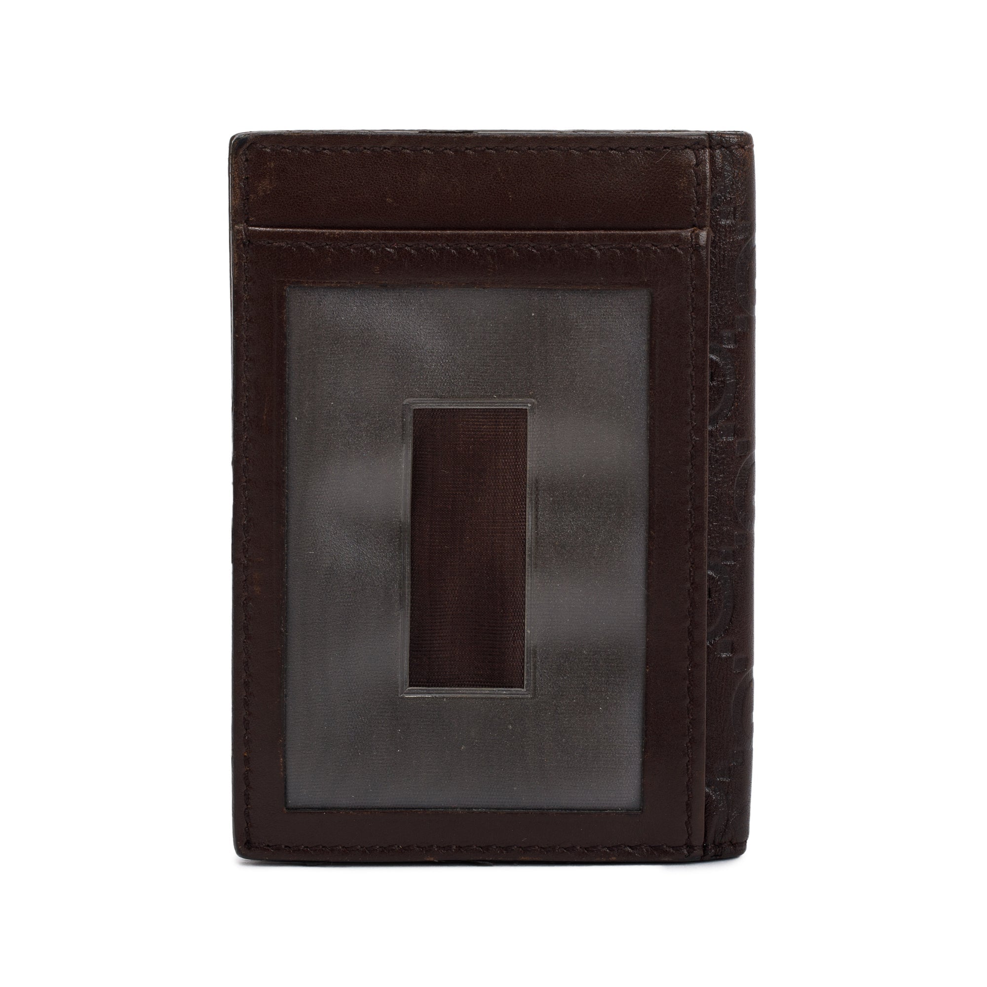 Gucci Brown Signature Leather Bifold Card Case w/ Box