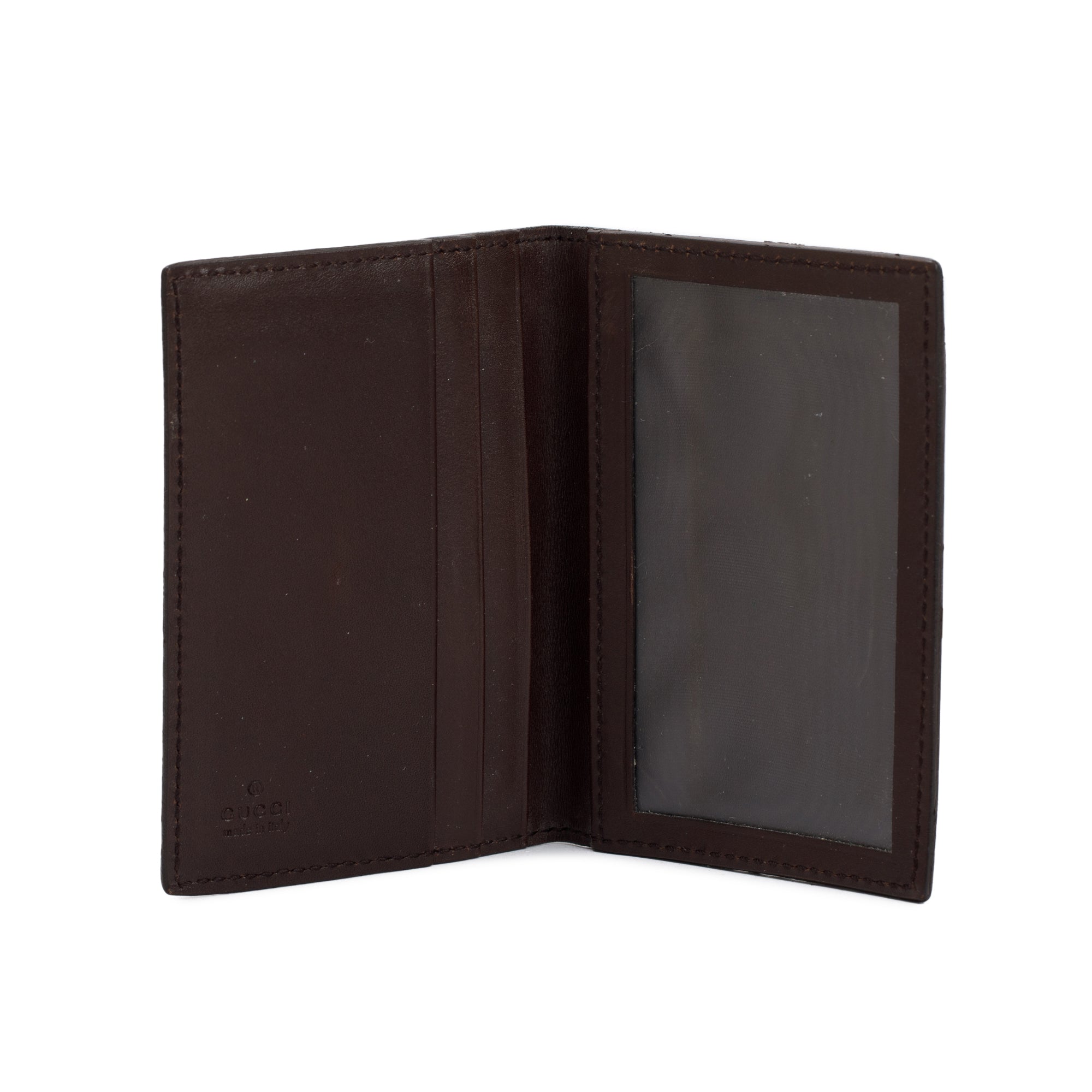 Gucci Brown Signature Leather Bifold Card Case w/ Box