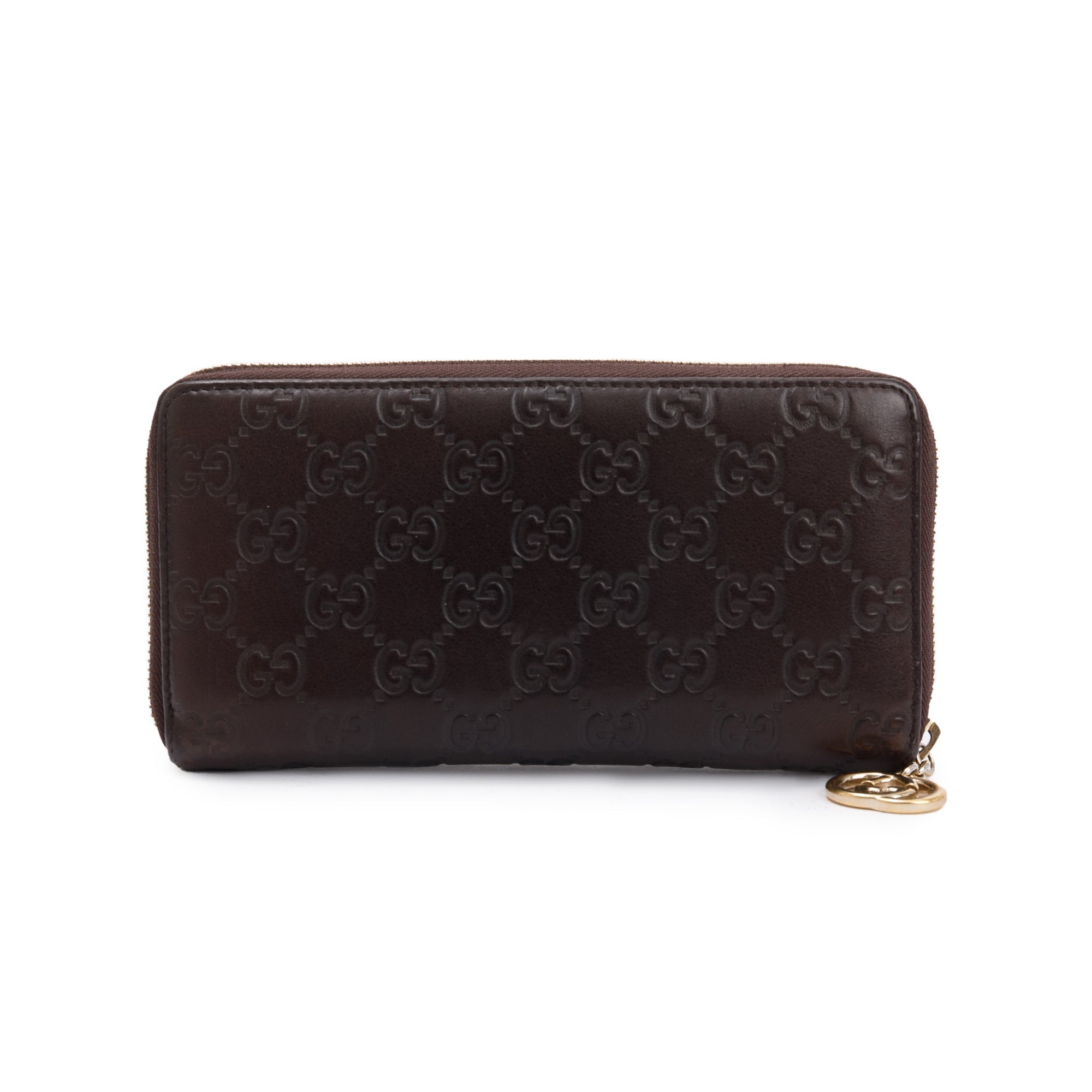 Gucci Brown Signature Leather Continental Zip Wallet