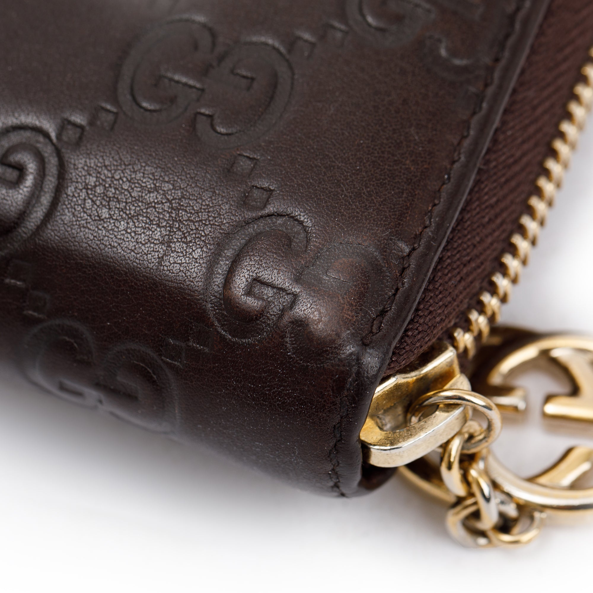 Gucci Brown Signature Leather Continental Zip Wallet