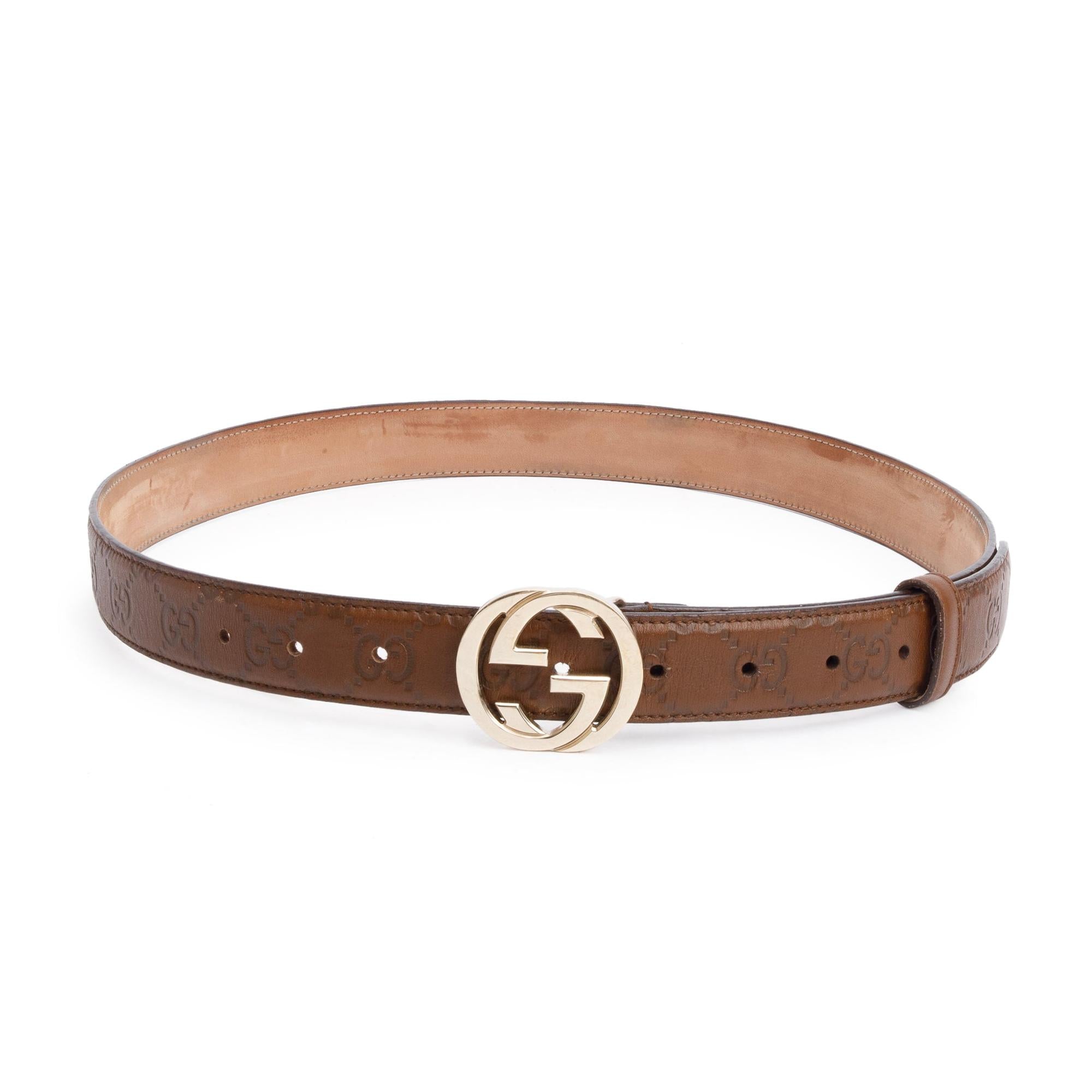 Gucci Brown Signature Leather Interlocking G Belt 95 38
