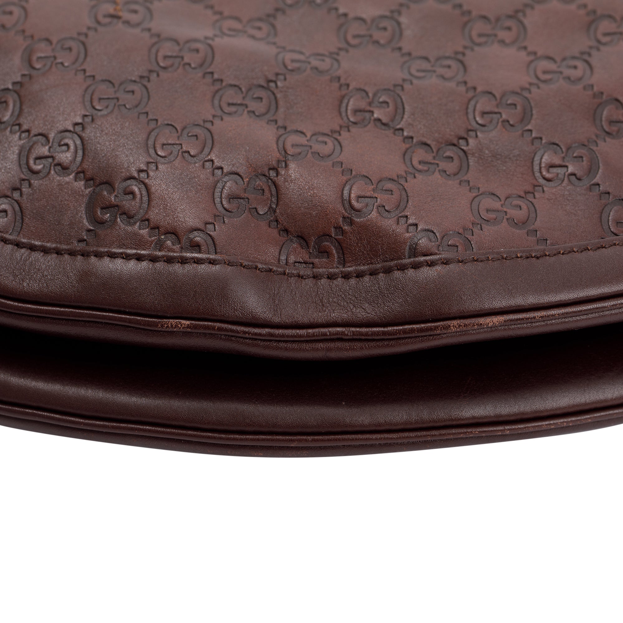 Gucci Brown Signature Leather Peggy Bamboo Top Handle Bag w/ Strap