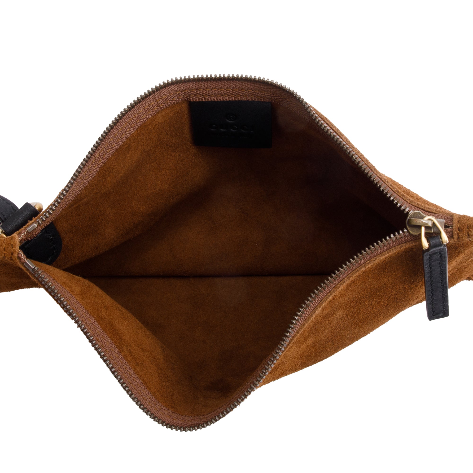 Gucci Brown Suede Black Patent Leather Trim Web Large Soft Ophidia Vertical Tote w/ Pouch