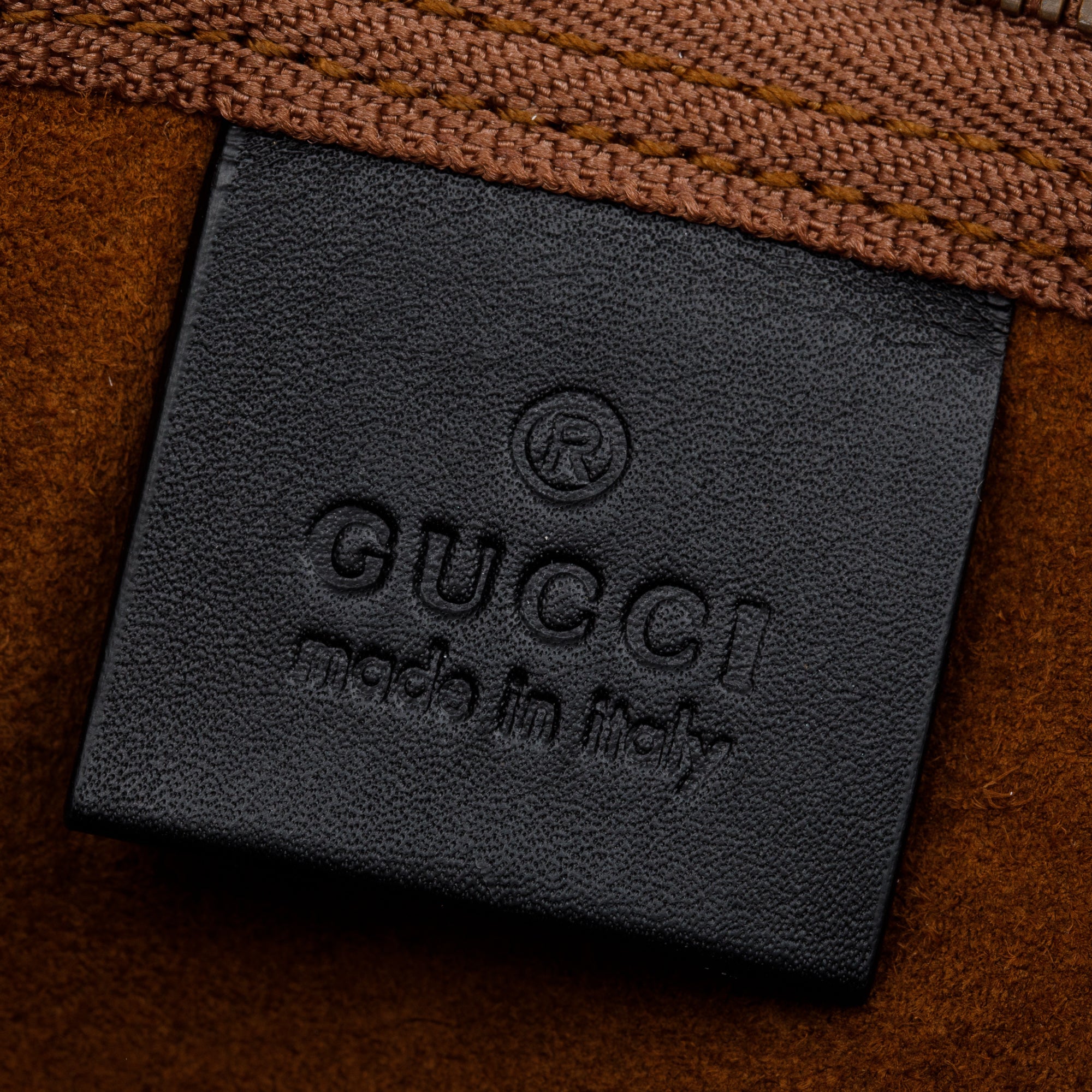 Gucci Brown Suede Black Patent Leather Trim Web Large Soft Ophidia Vertical Tote w/ Pouch