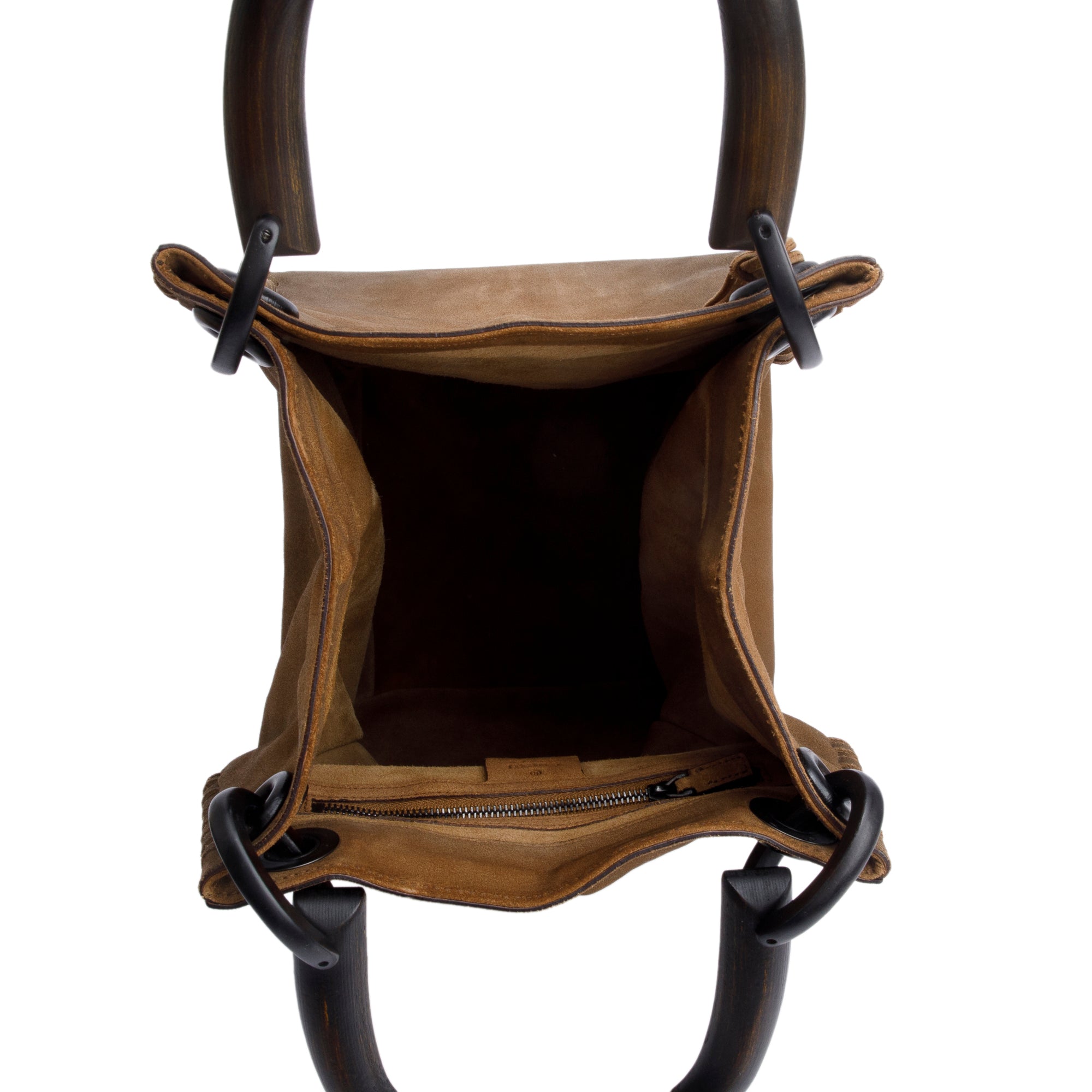 Gucci Brown Suede Whipstitch Accent handle Tote bag