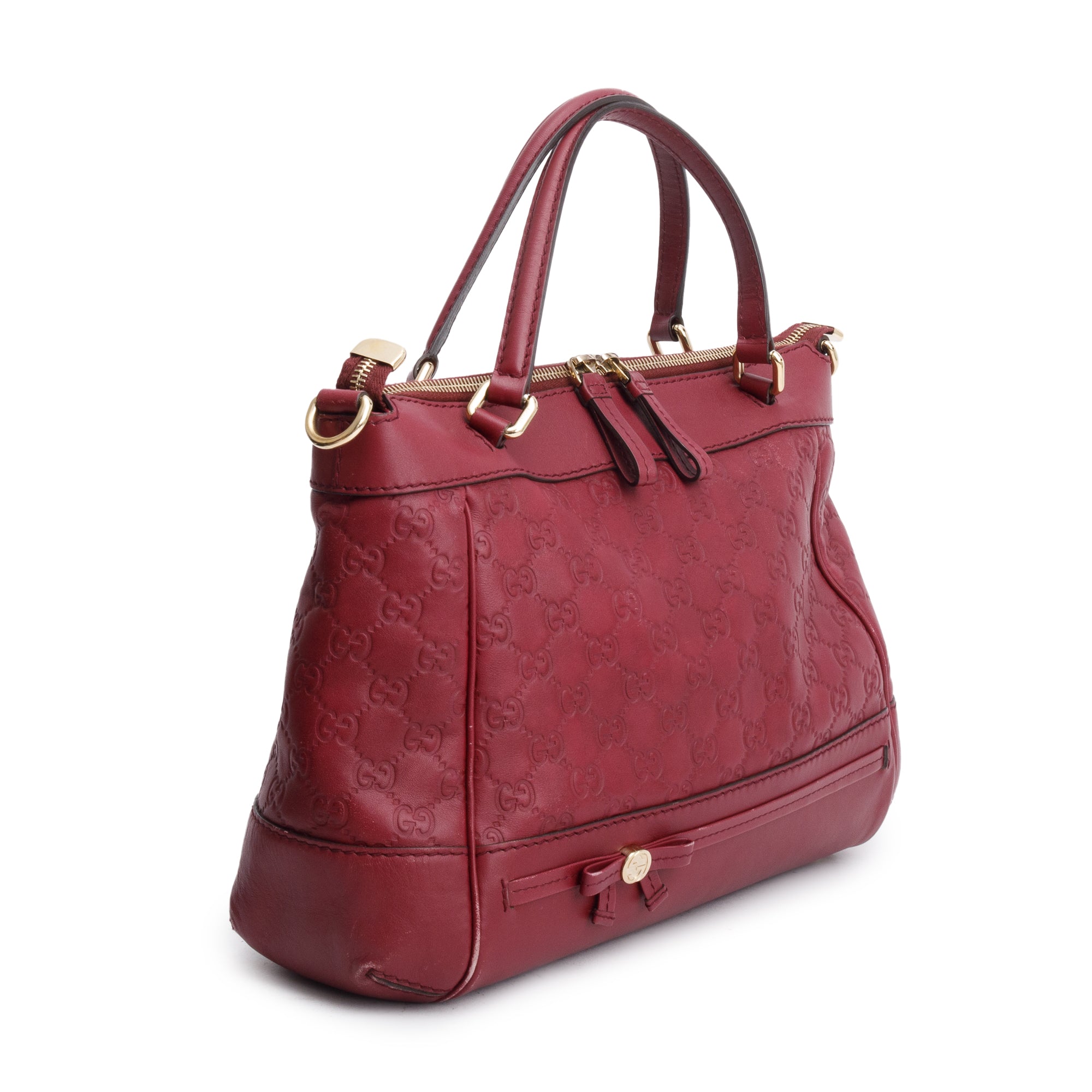 Gucci Burgundy Guccissima Leather Medium Mayfair Tote w/ Strap