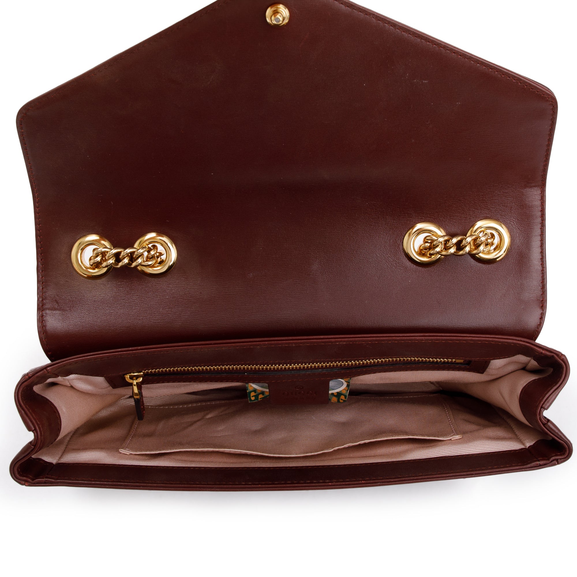 Gucci Burgundy Leather Medium Rajah Shoulder Bag w/ Box