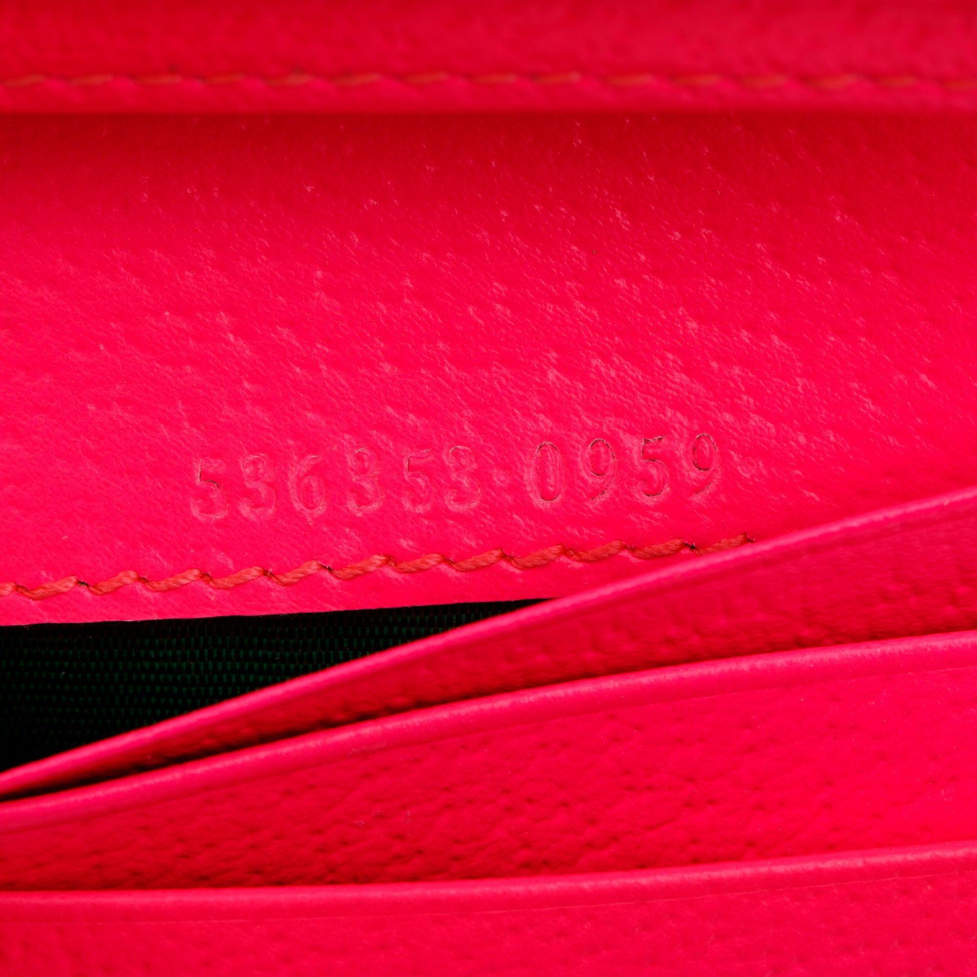 Gucci Calfskin Fuxia Fluo Flora Print Zumi Card Case w/ Box