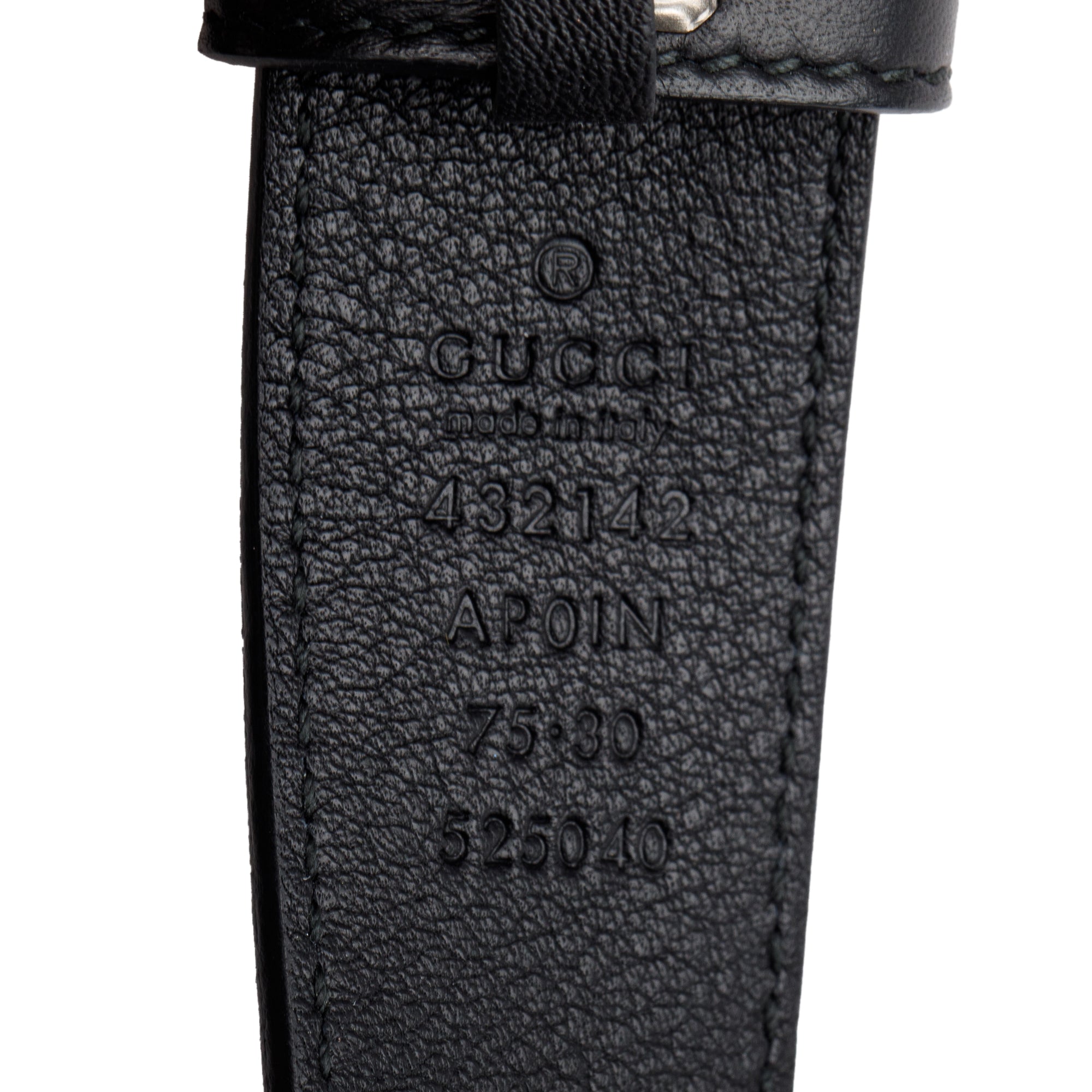 Gucci Crystal Dionysus Accent Black Leather 30 MM Belt, 75 30