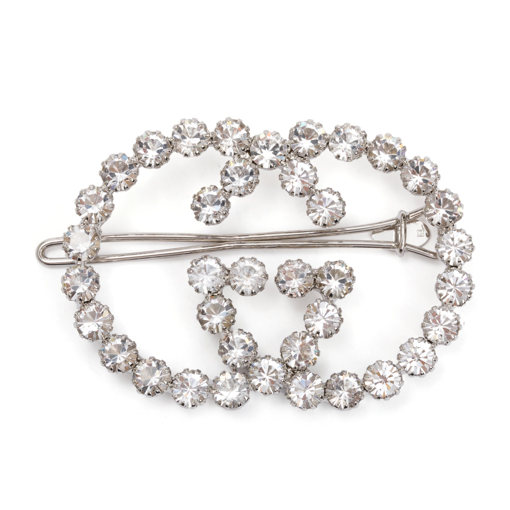 Gucci Crystal Embellished Interlocking G Hair Clip w/ Box