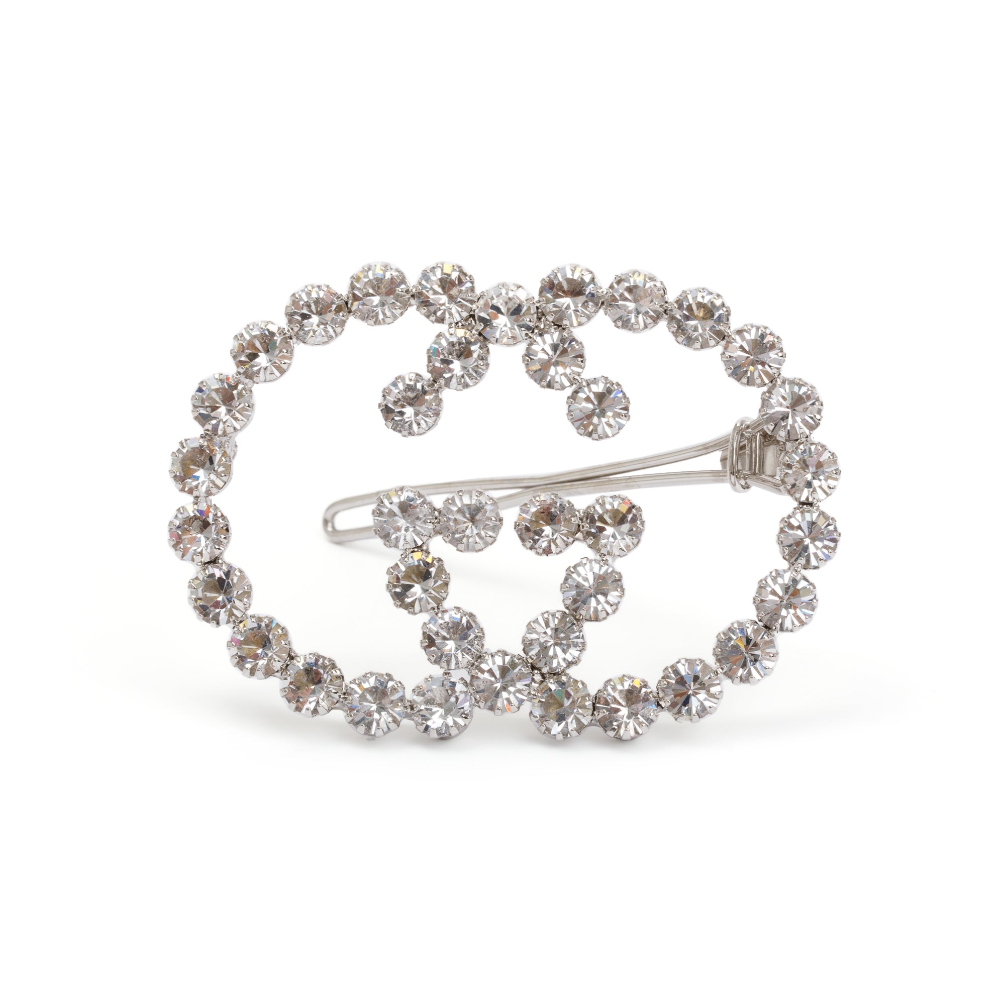 Gucci Crystal Embellished Interlocking G Hair Clip w/ Box