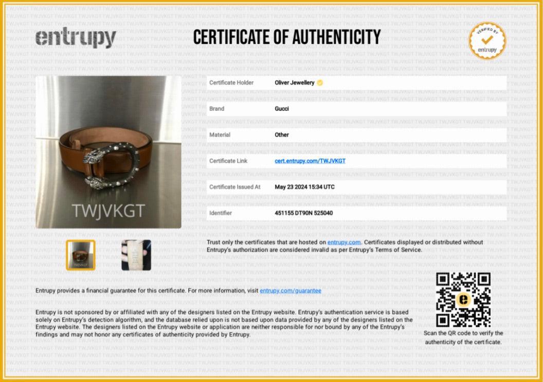 Gucci Dionysus Accent Brown Leather 30 MM Belt, 95 38