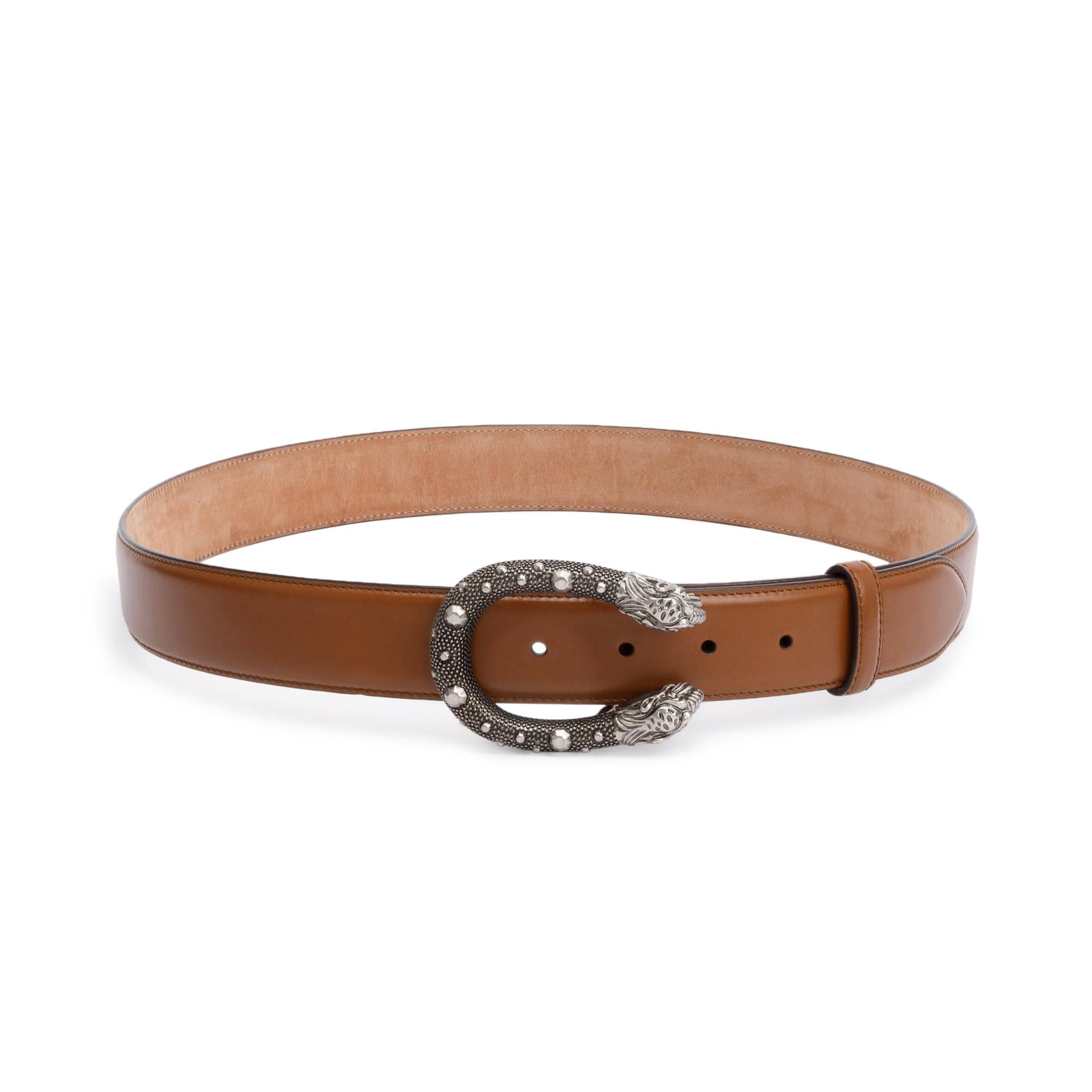 Gucci Dionysus Accent Brown Leather 30 MM Belt, 95 38