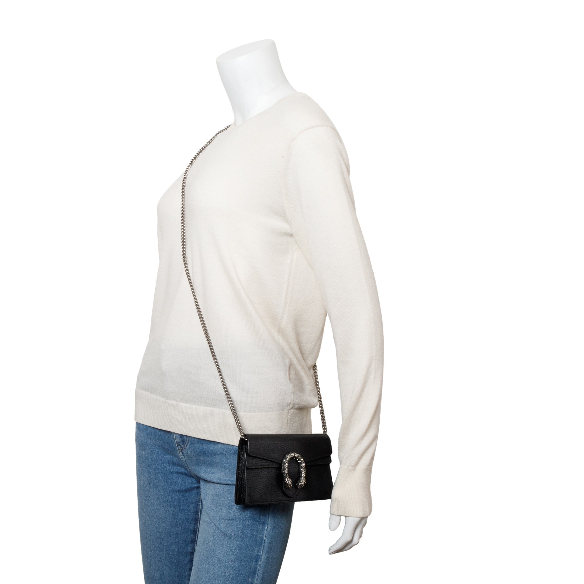 Gucci Dionysus Black Leather Super Mini Bag