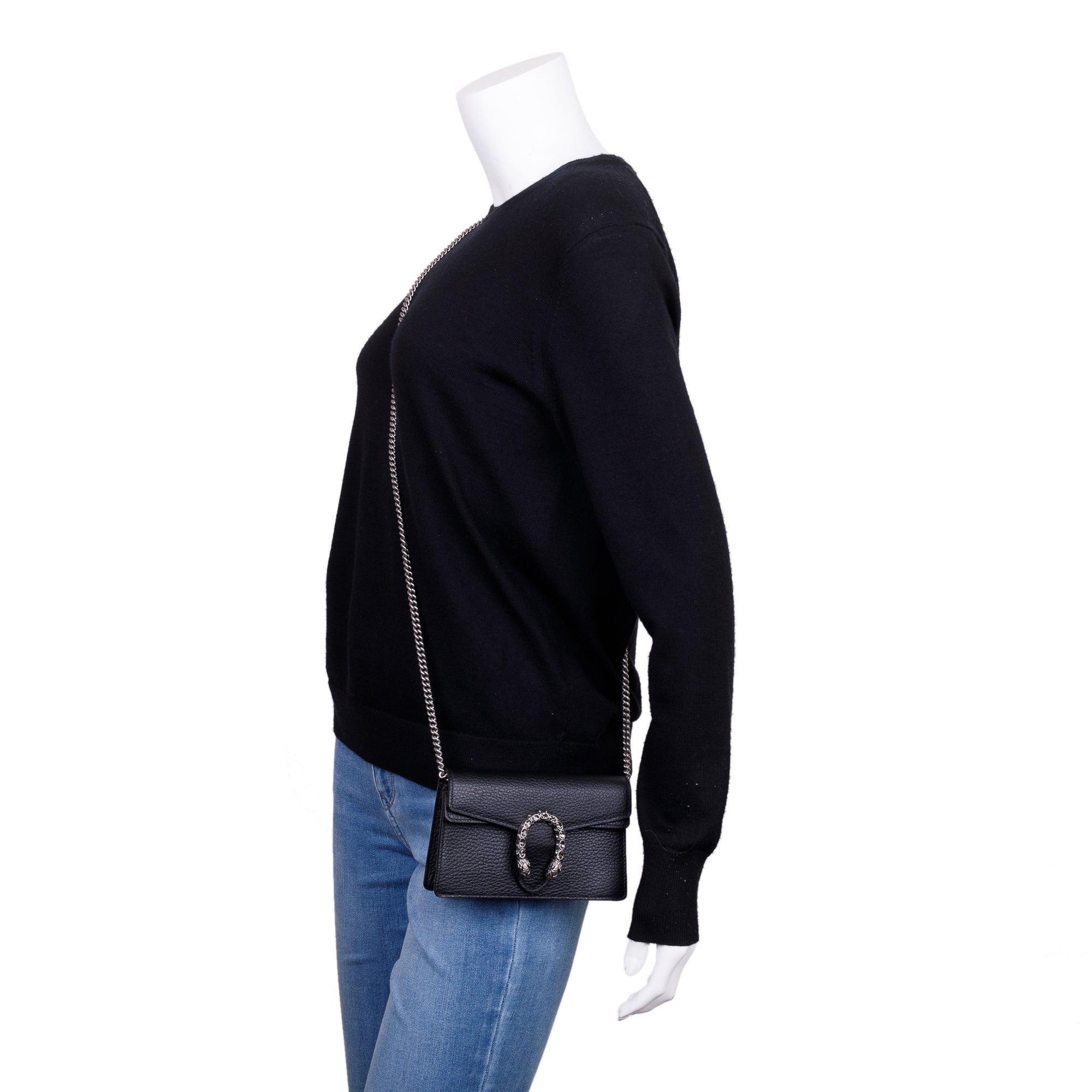 Gucci Dionysus Black Leather Super Mini Bag w/ Box