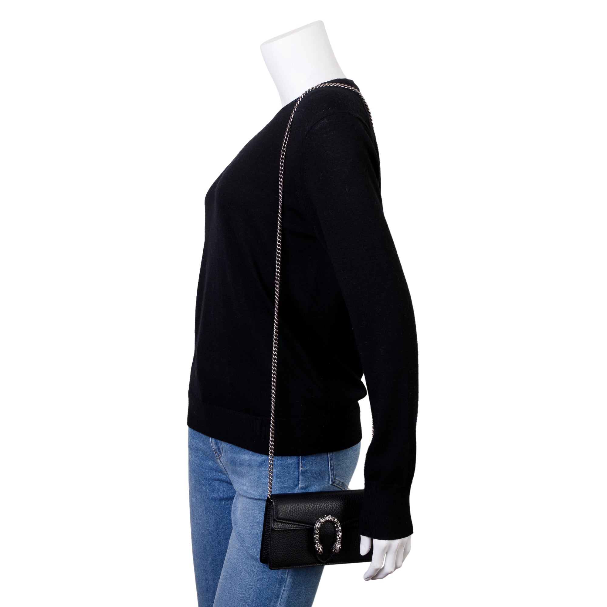 Gucci Dionysus Black Leather Super Mini Bag w/ Box