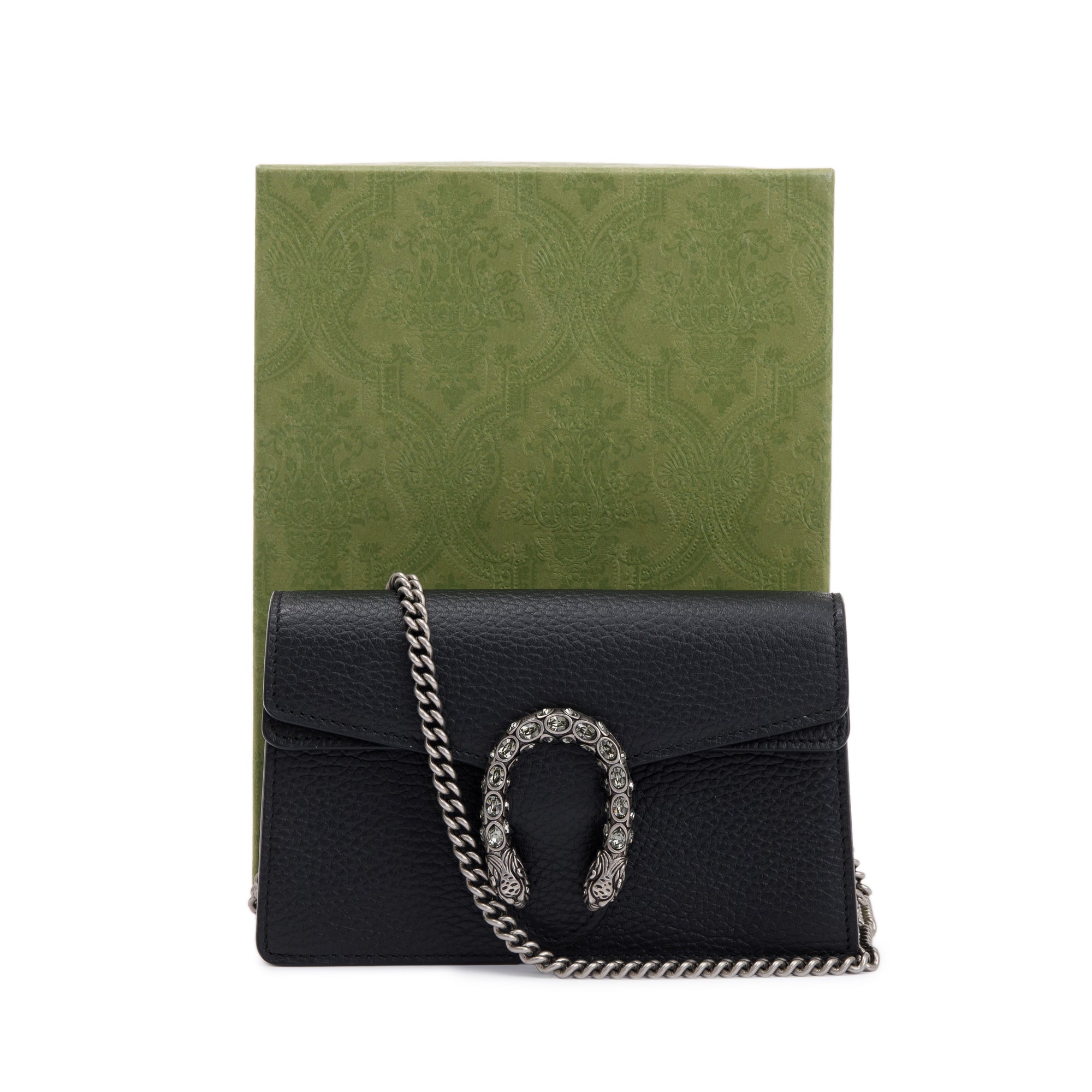 Gucci Dionysus Black Leather Super Mini Bag w/ Box