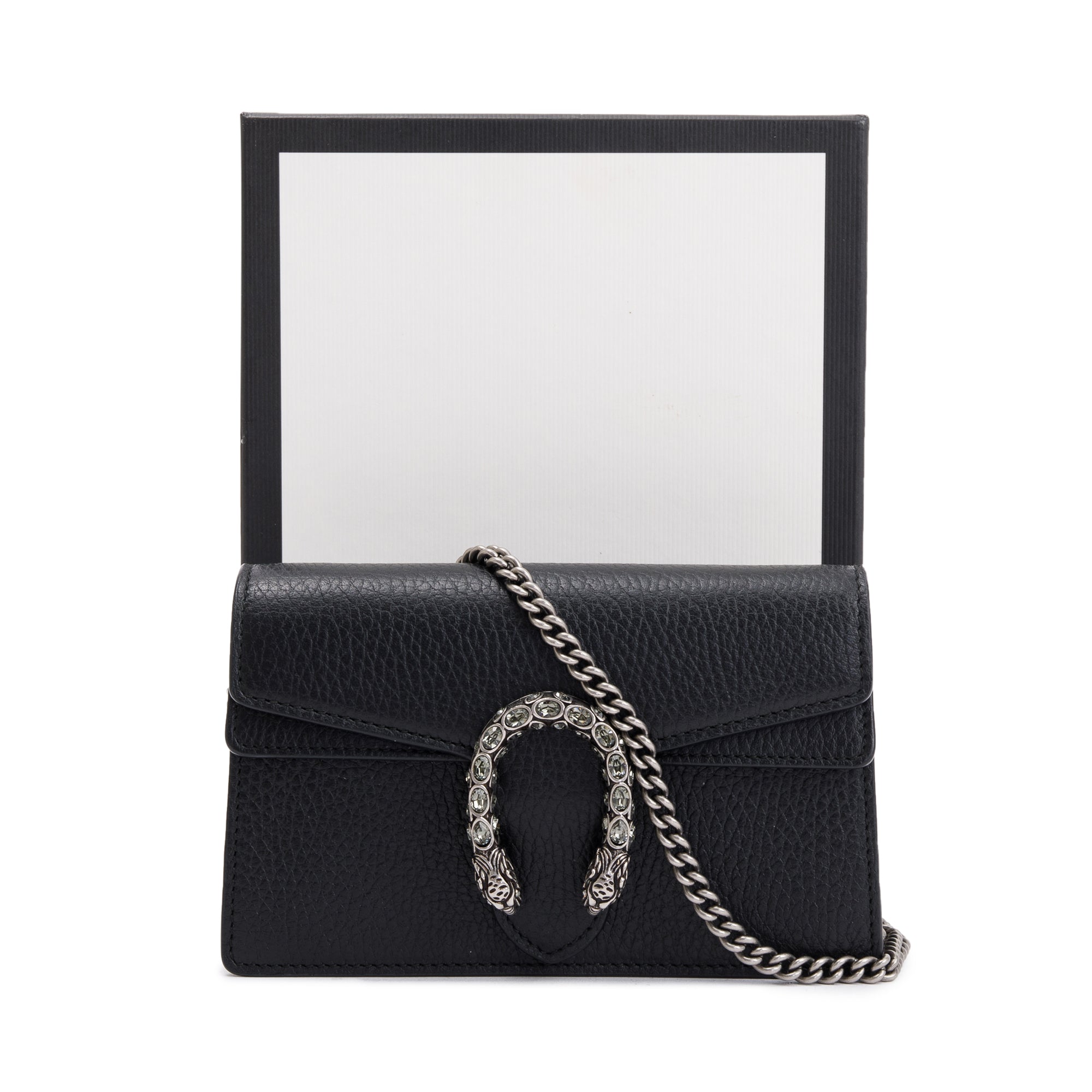 Gucci Dionysus Black Leather Super Mini Bag w/ Box