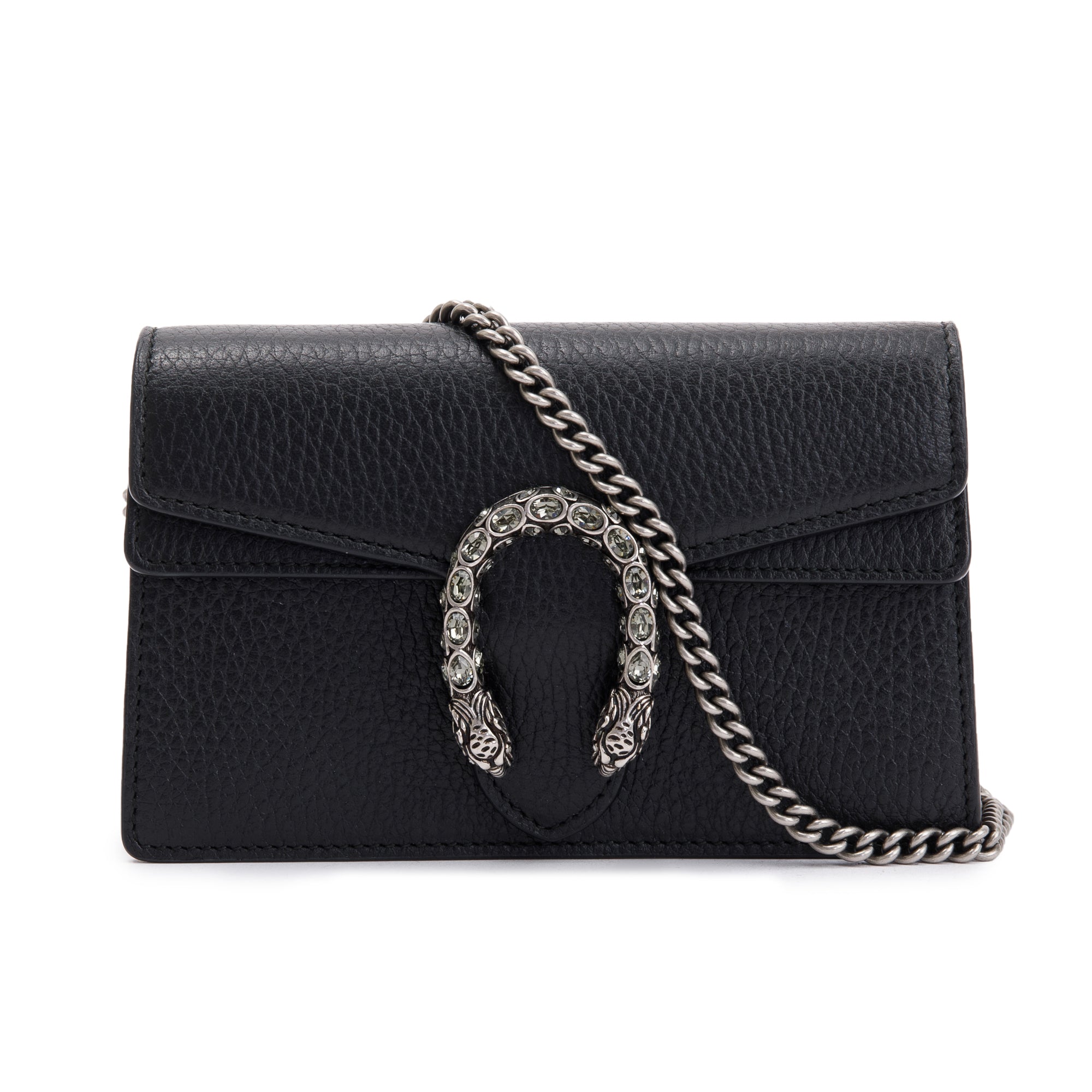 Gucci Dionysus Black Leather Super Mini Bag w/ Box