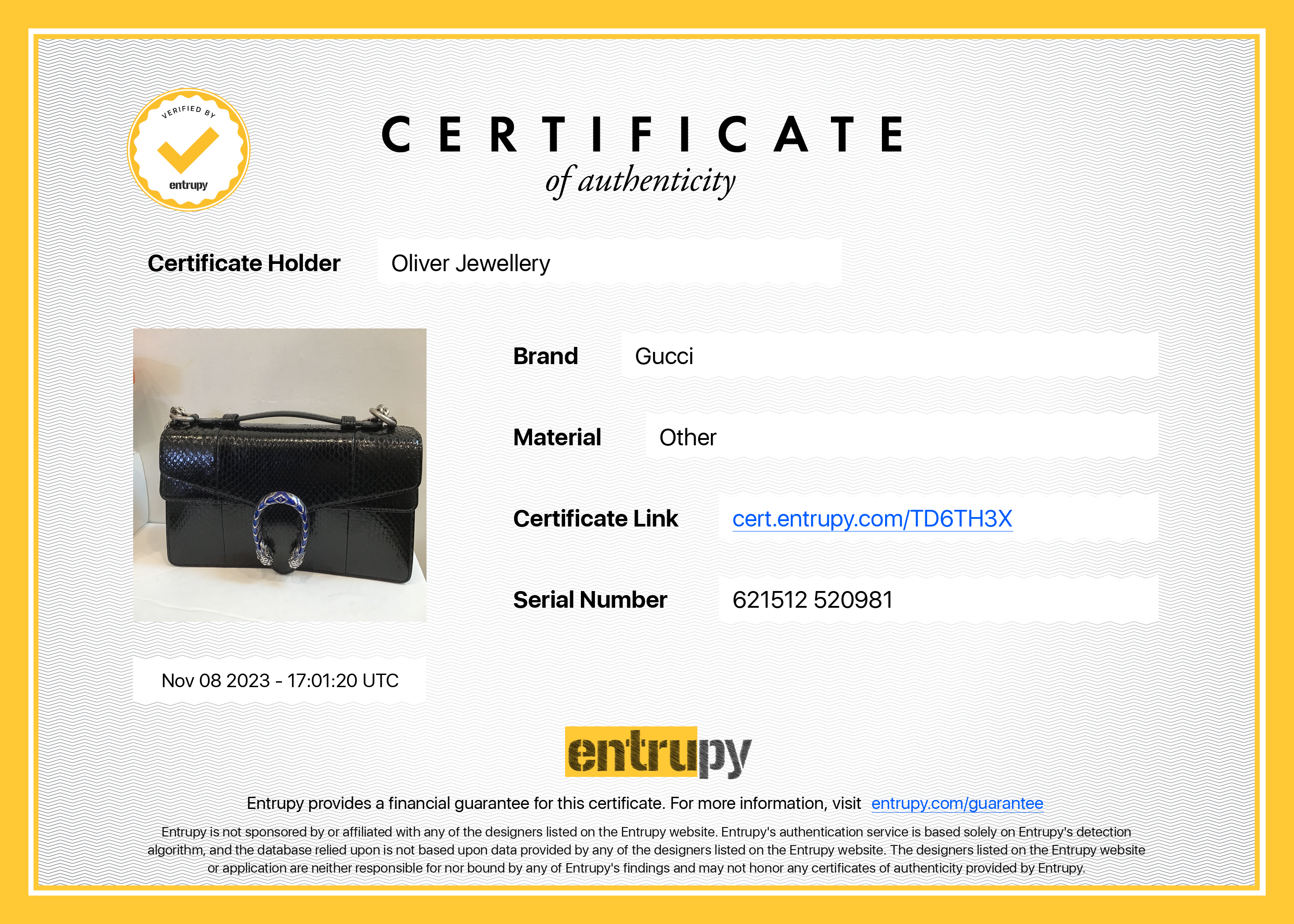 Gucci Dionysus Black Python Top Handle Shoulder Bag