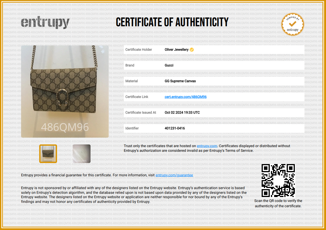 Gucci Dionysus GG Supreme Wallet on Chain w/ Box