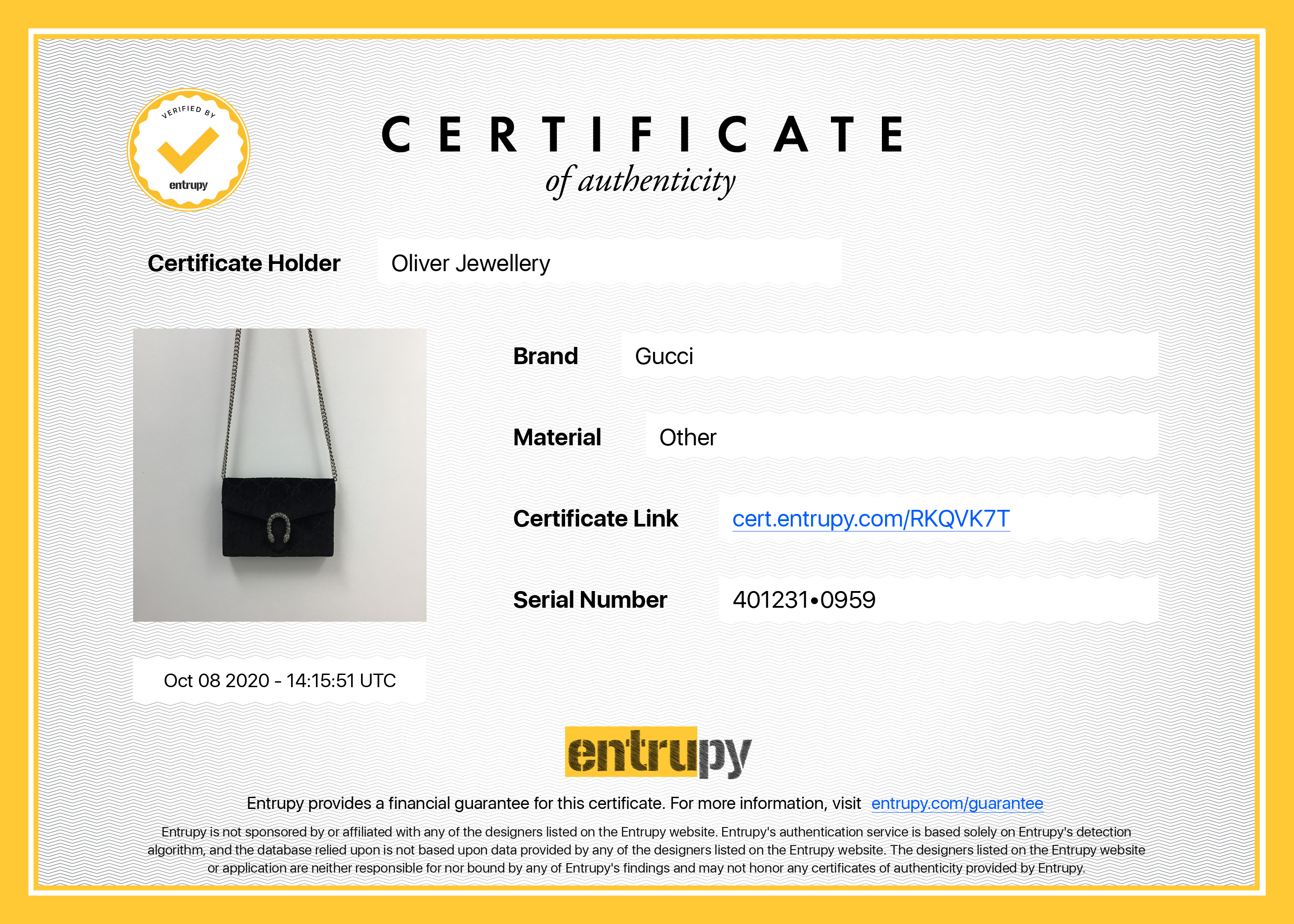 Gucci Dionysus GG Velvet Mini Wallet on Chain