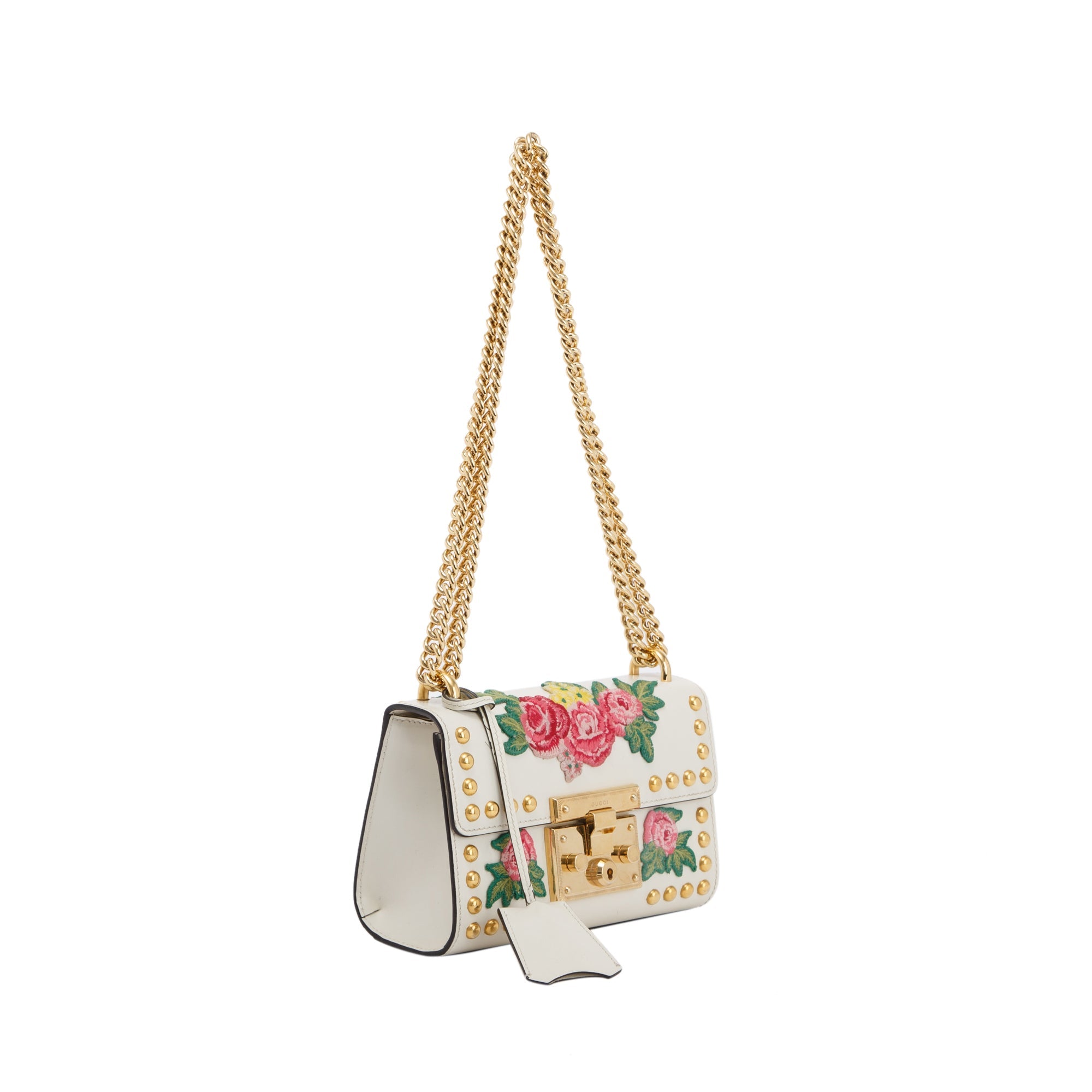 Gucci Embroidered Studded Small GG Padlock Shoulder Bag