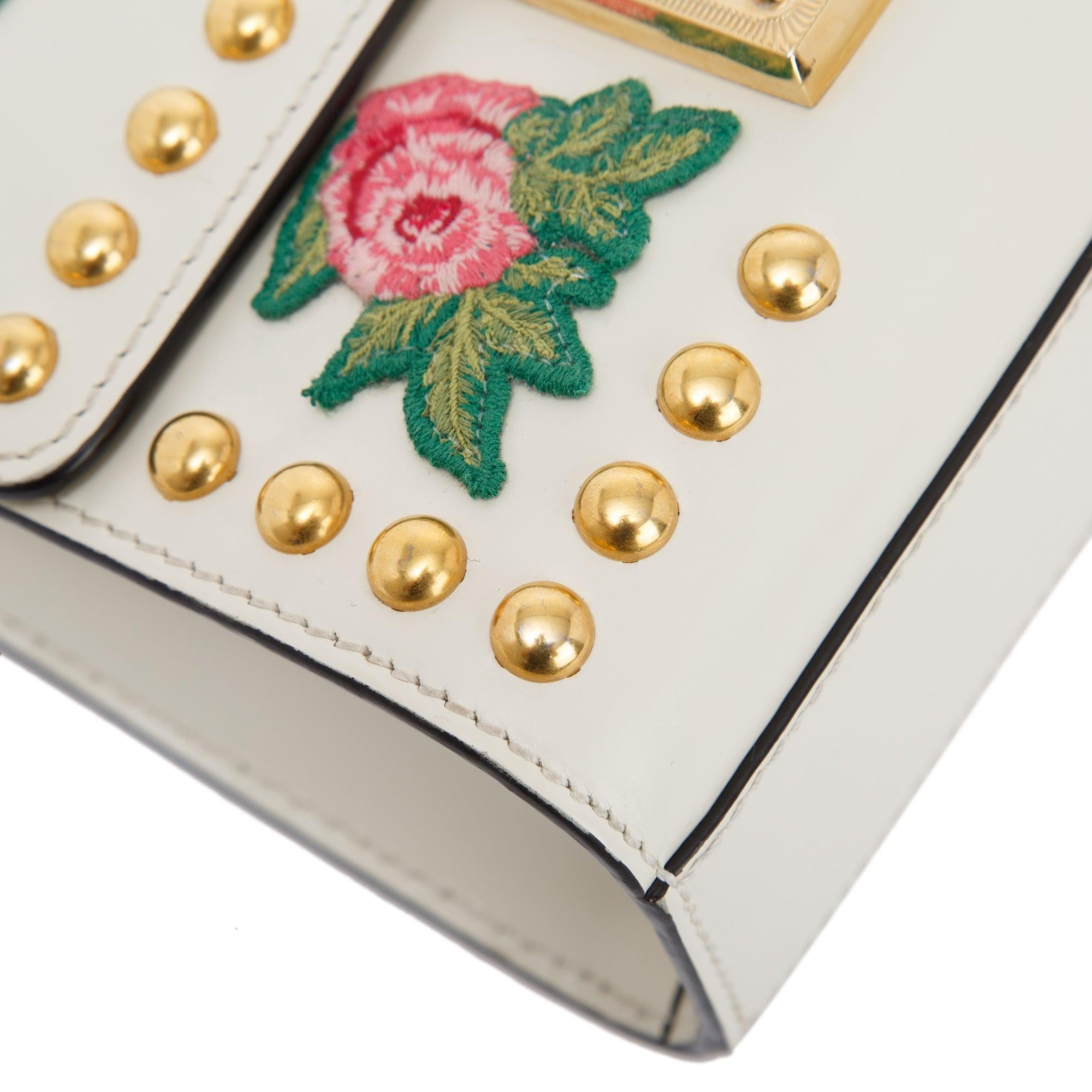 Gucci Embroidered Studded Small GG Padlock Shoulder Bag